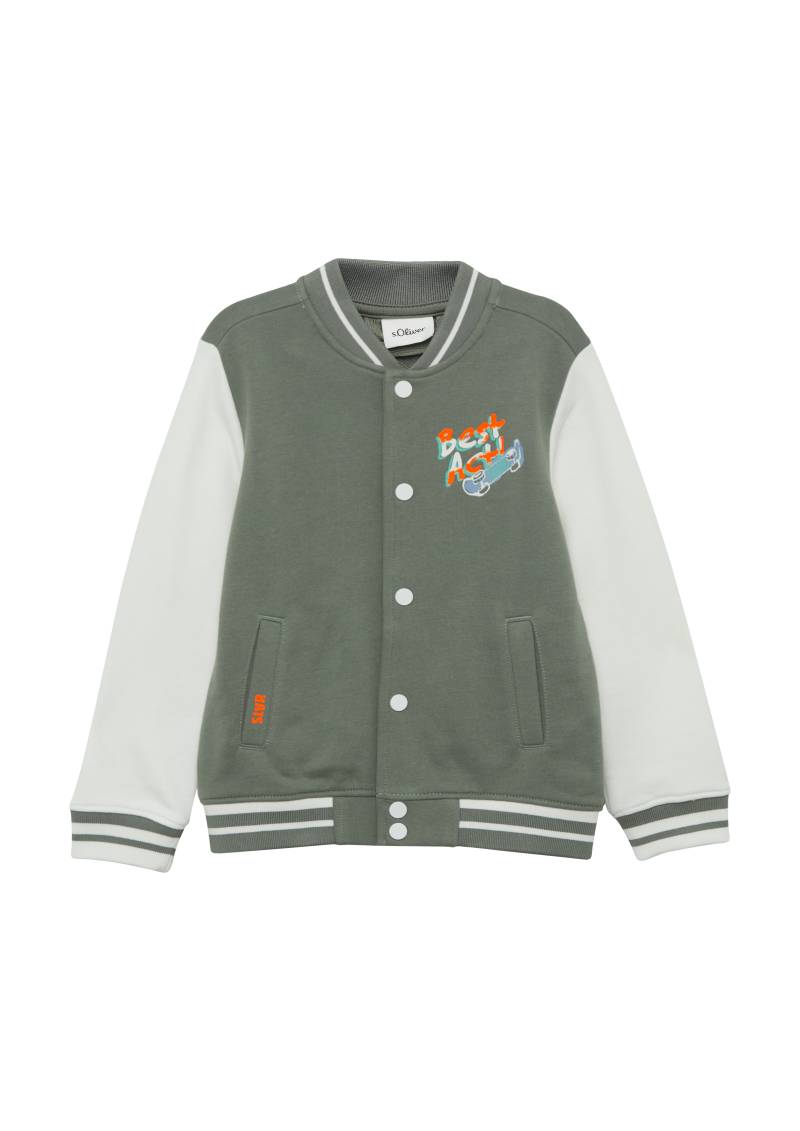 s.Oliver - Collegejacke mit Colour-Blocking und Print, Kinder, Grün von s.Oliver