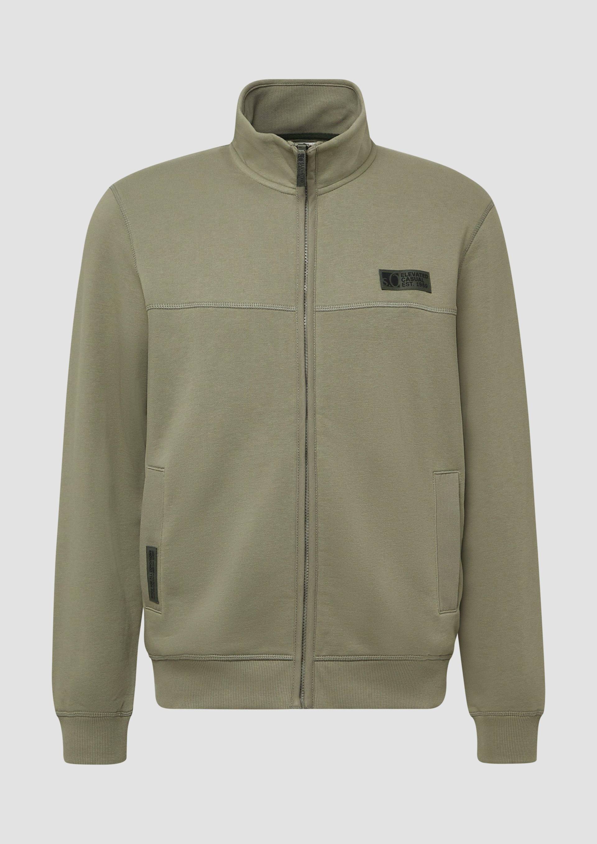 s.Oliver - Sweatjacke aus Baumwollmix mit Stehkragen, Herren, Grün von s.Oliver