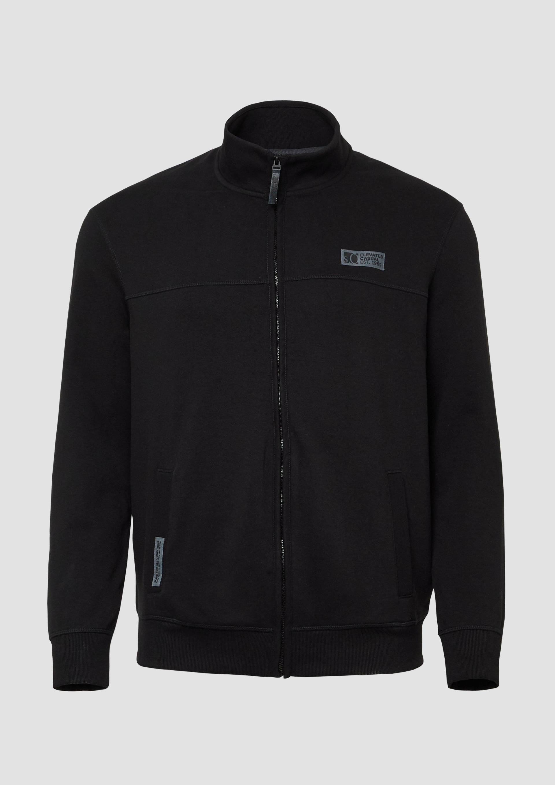 s.Oliver - Sweatjacke aus Baumwollmix mit Stehkragen, Herren, schwarz von s.Oliver