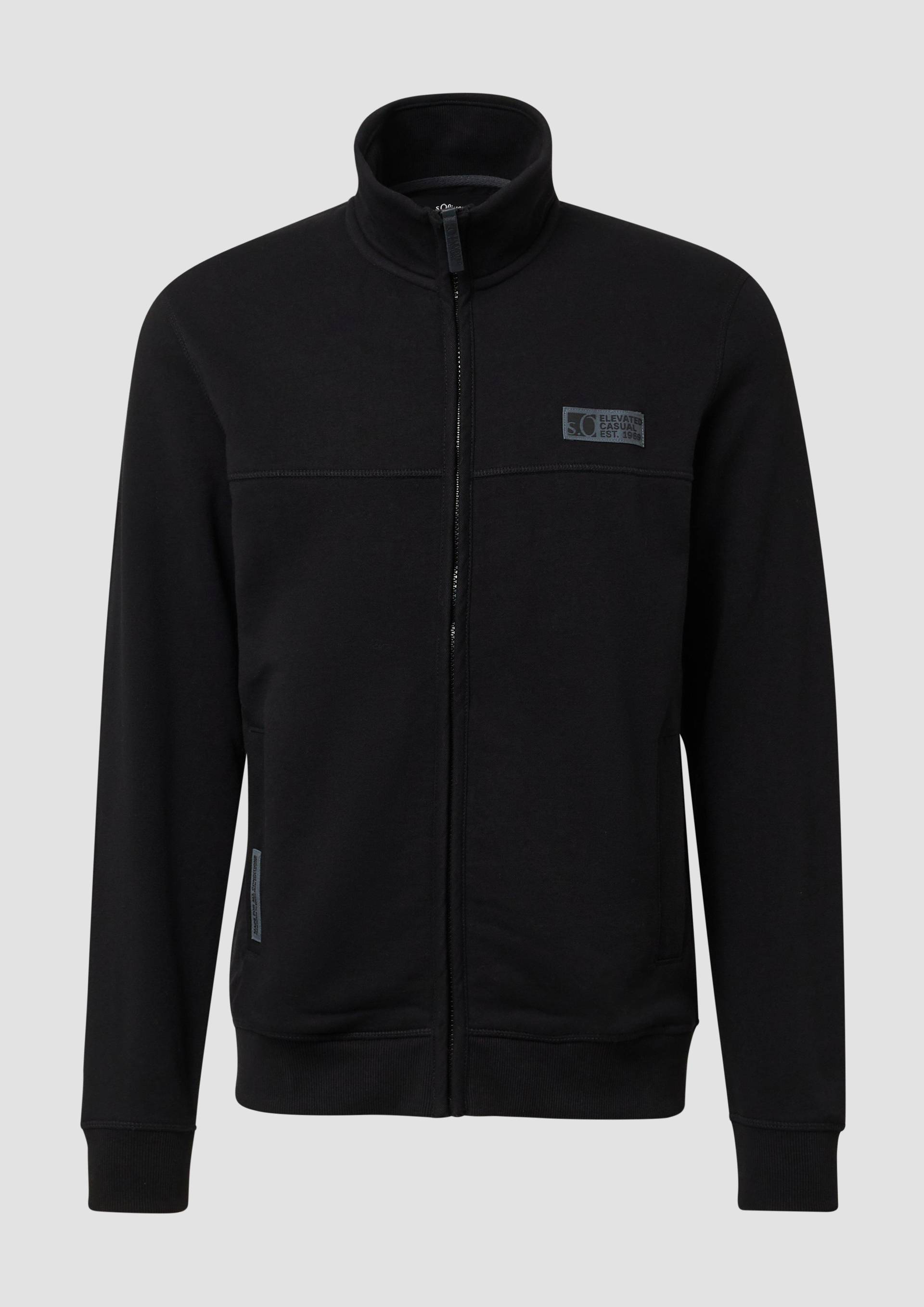 s.Oliver - Sweatjacke aus Baumwollmix mit Stehkragen, Herren, schwarz von s.Oliver