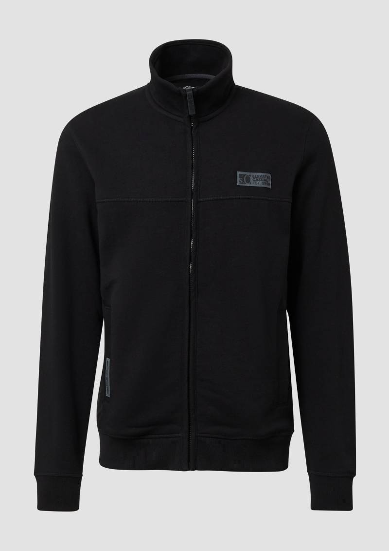 s.Oliver - Sweatjacke aus Baumwollmix mit Stehkragen, Herren, schwarz von s.Oliver