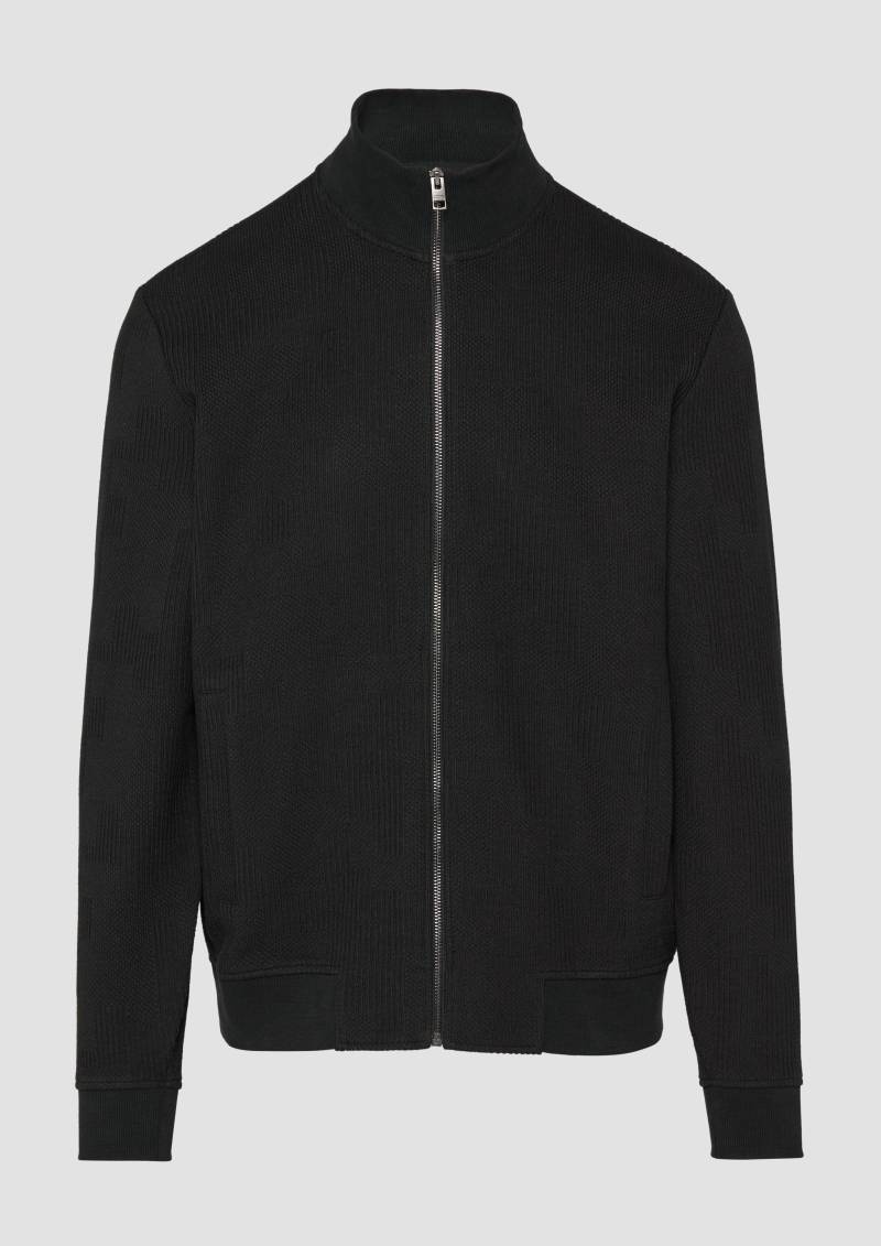 s.Oliver - Sweatjacke aus Jacquard in Strick-Optik, Herren, schwarz von s.Oliver
