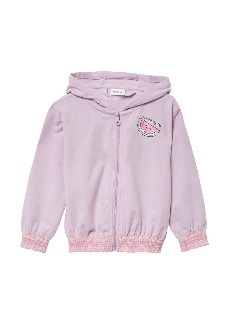 s.Oliver - Sweatjacke mit Glitzerpint und Smok-Details, Kinder, lila von s.Oliver