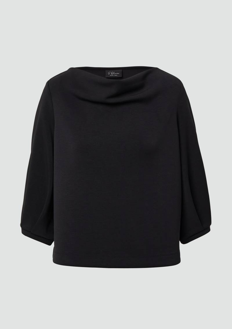 s.Oliver - Weiches Sweatshirt aus Scuba mit Wasserfall-Ausschnitt, Damen, schwarz von s.Oliver