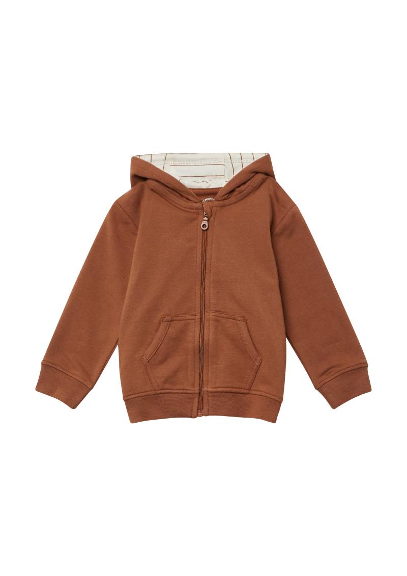 s.Oliver - Sweatshirt-Jacke mit Kapuze und Ellenbogenpatches, Babys, braun von s.Oliver