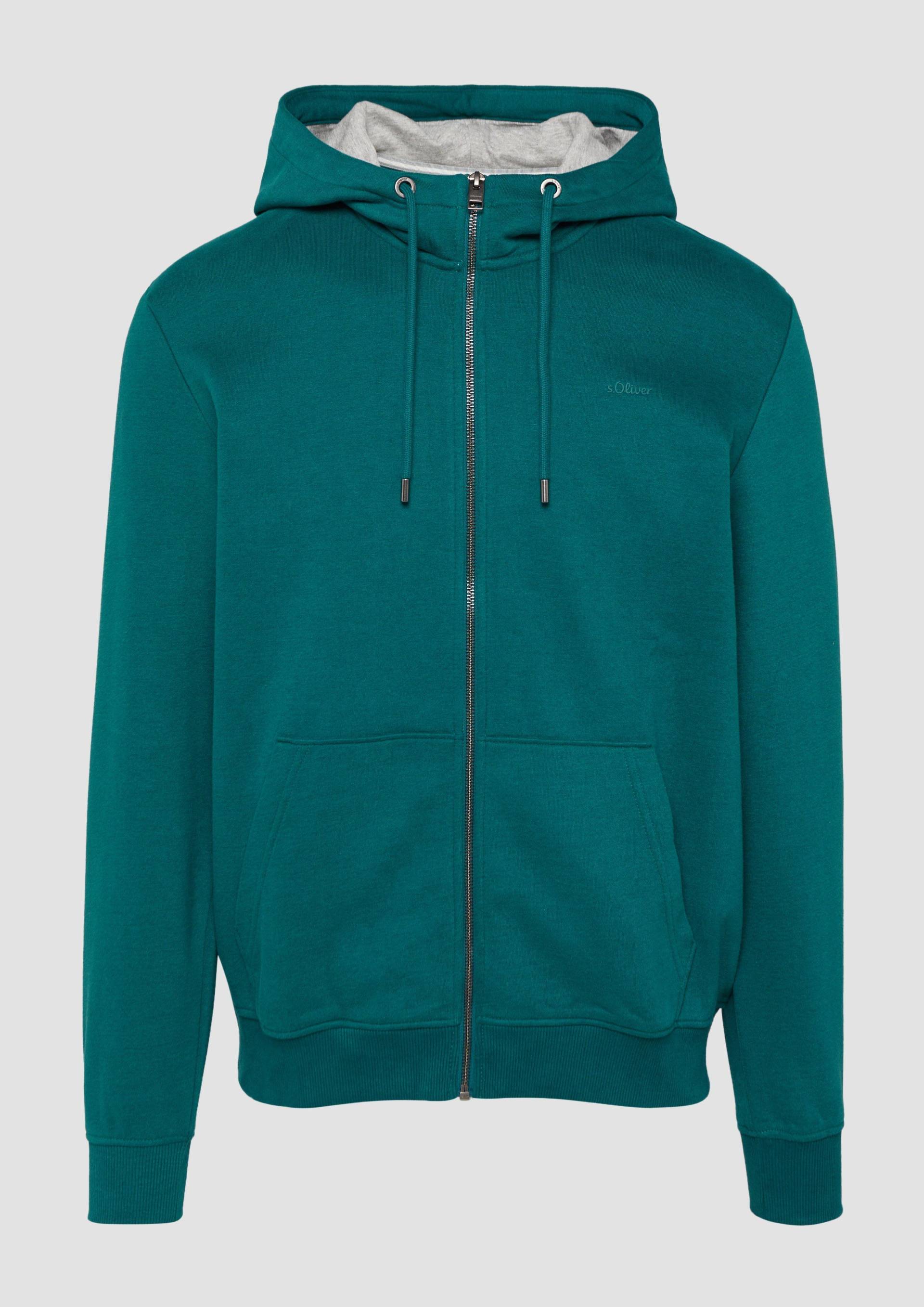 s.Oliver - Sweatshirt-Jacke mit Kapuze und Logo, Herren, Blau von s.Oliver