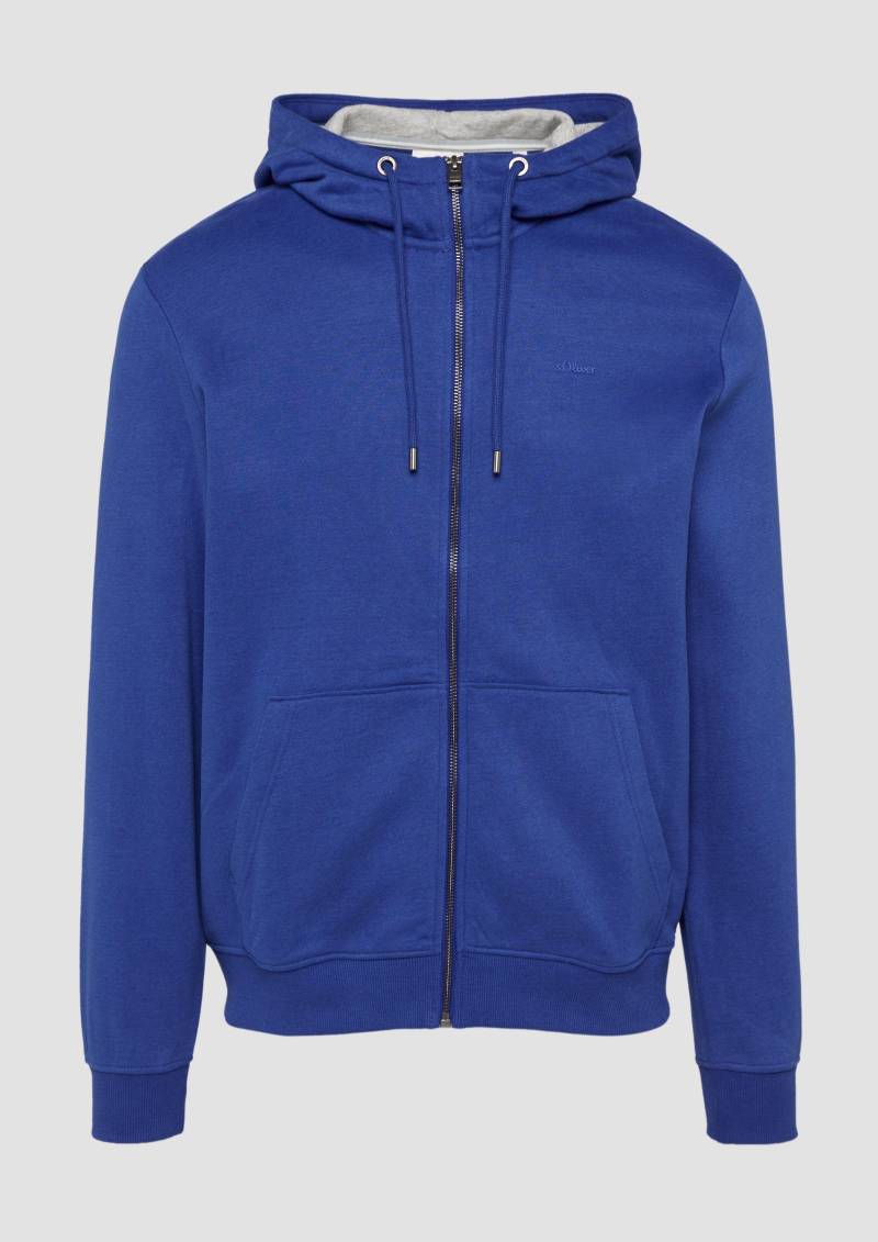 s.Oliver - Sweatshirt-Jacke mit Kapuze und Logo, Herren, blau von s.Oliver