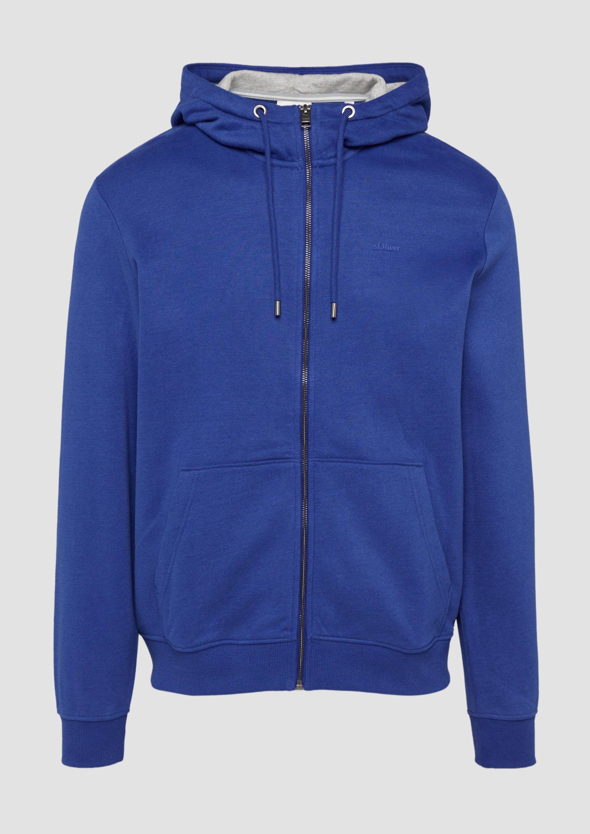 s.Oliver - Sweatshirt-Jacke mit Kapuze und Logo, Herren, blau von s.Oliver