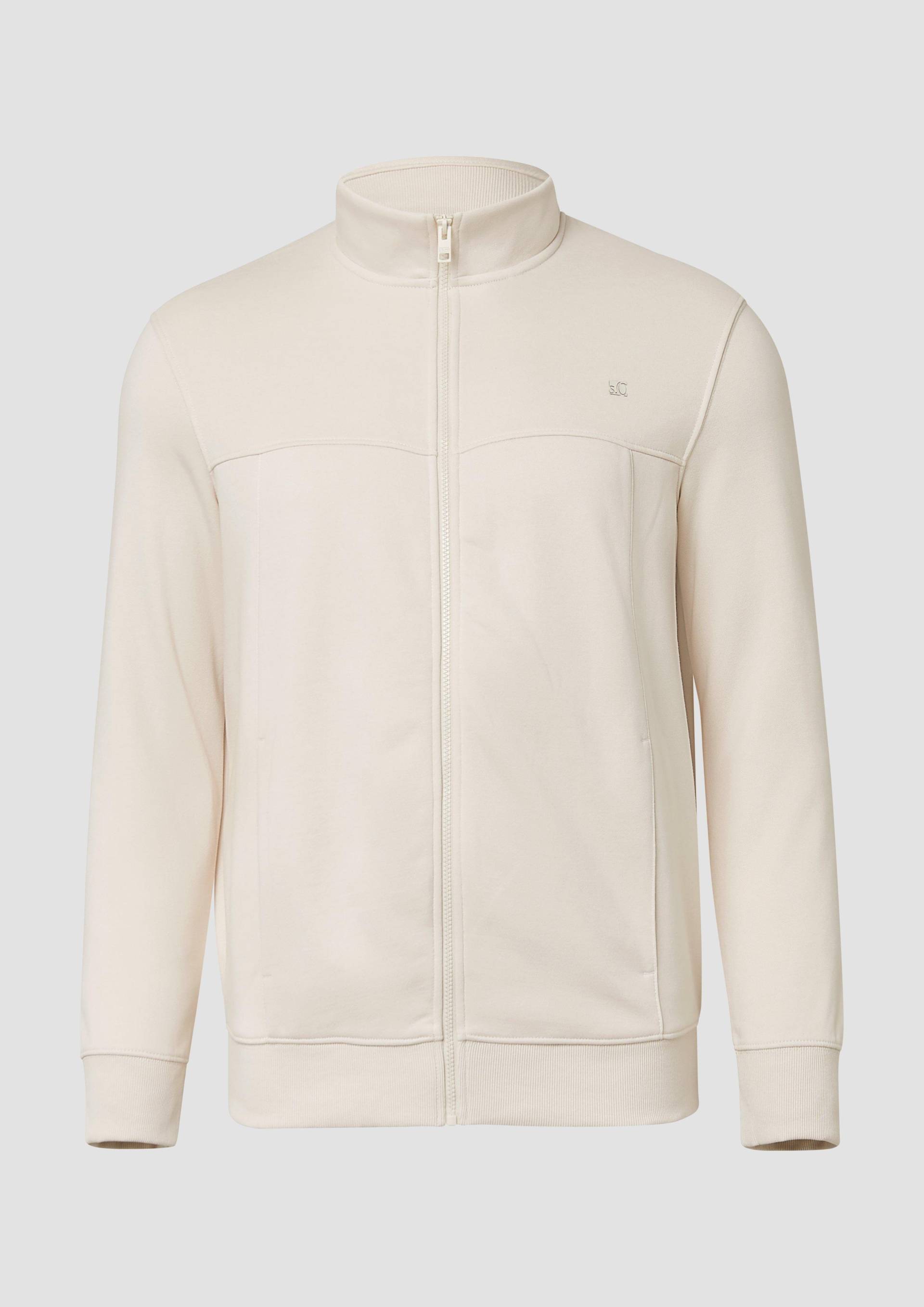 s.Oliver - Sweatshirt-Jacke mit Stehkragen und Eingrifftaschen, Herren, creme von s.Oliver