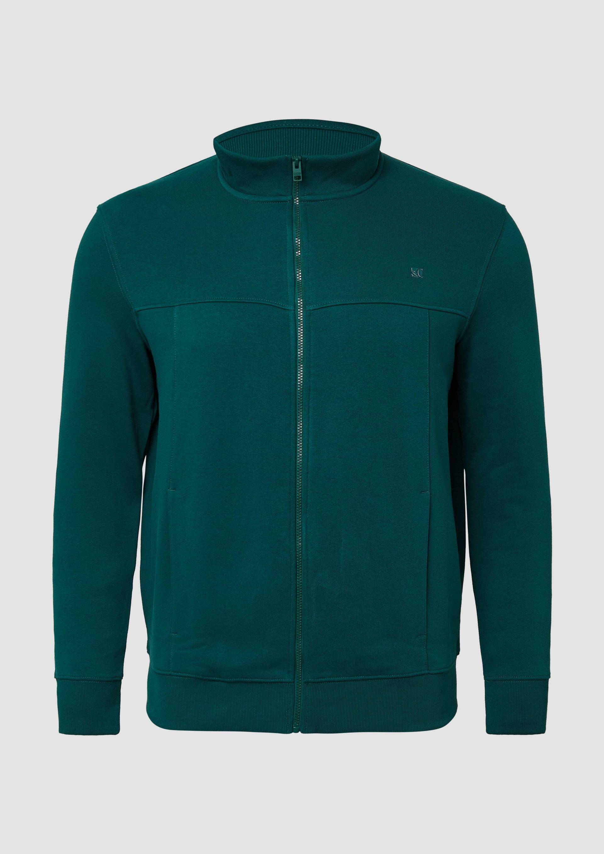 s.Oliver - Sweatshirt-Jacke mit Stehkragen und Eingrifftaschen, Herren, grün von s.Oliver