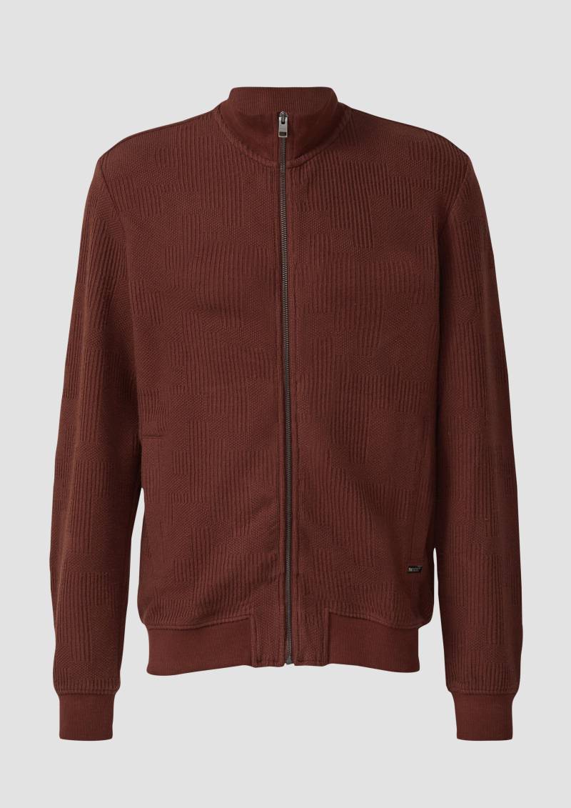 s.Oliver - Strukturierte Sweatshirtjacke mit Stehkragen, Herren, rot von s.Oliver