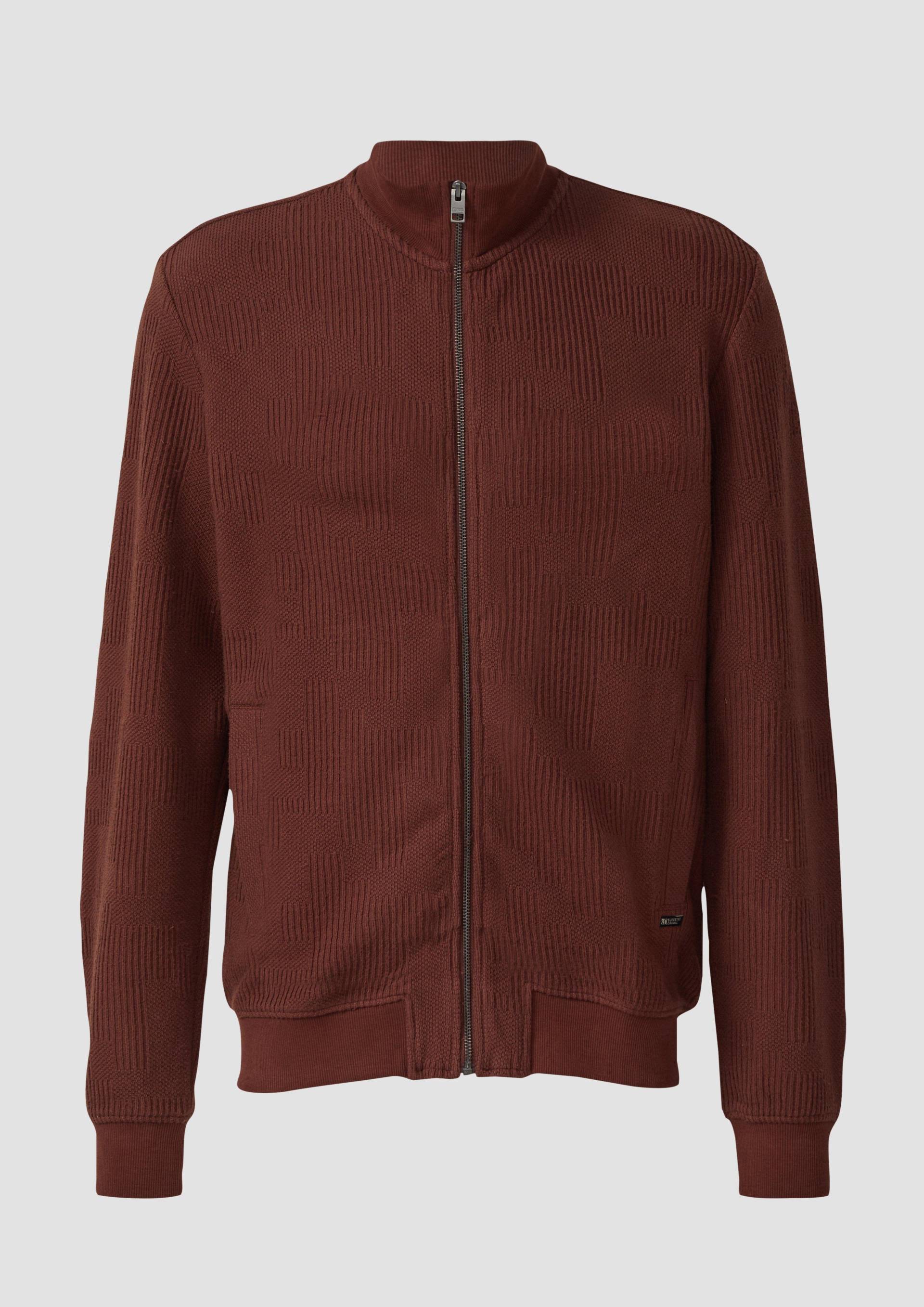 s.Oliver - Strukturierte Sweatshirtjacke mit Stehkragen, Herren, rot von s.Oliver