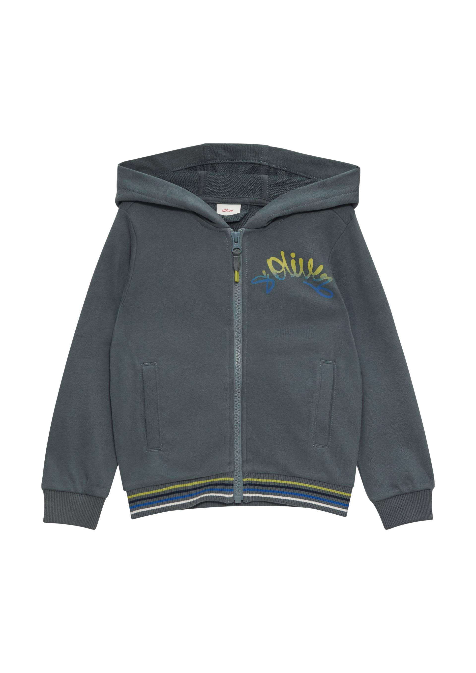 s.Oliver - Sweatshirt-Jacke mit großem Rückenprint, Kinder, grau von s.Oliver