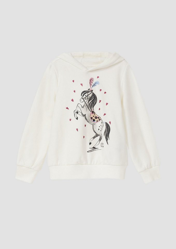 s.Oliver Sweatshirt Sweatshirt Hoodie mit Glitzer-Frontprint und kuscheliger Innenseite von s.Oliver