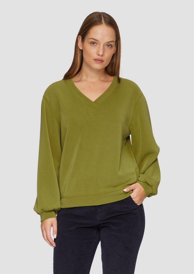s.Oliver Sweatshirt Sweatshirt Scuba-Sweatshirt mit V-Ausschnitt (1-tlg) von s.Oliver