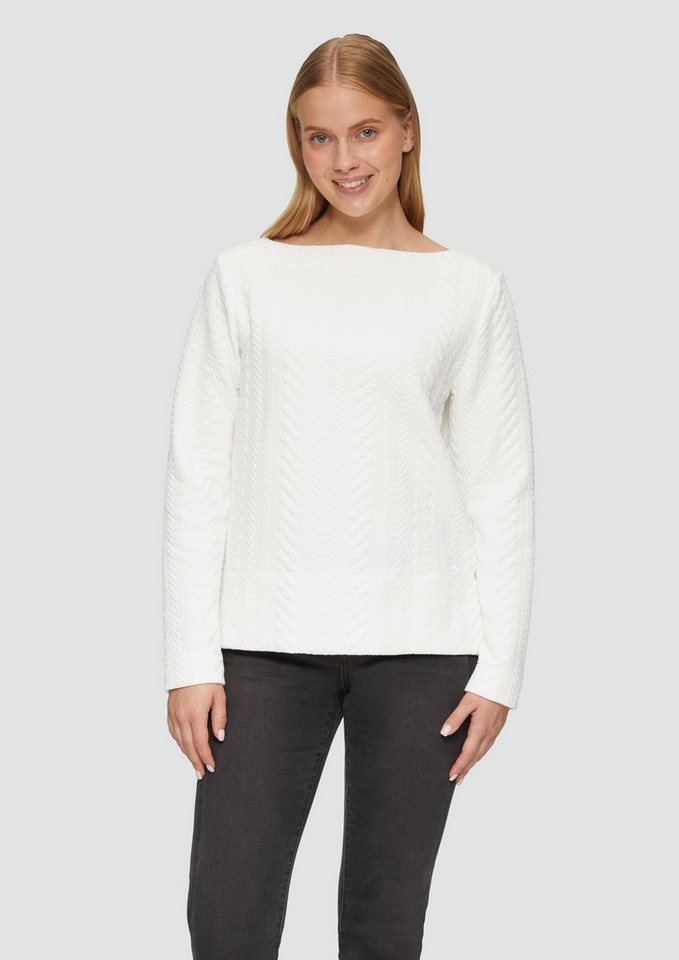 s.Oliver Sweatshirt Sweatshirt Strukturiertes Jacquard-Sweatshirt mit U-Boot-Ausschnitt von s.Oliver