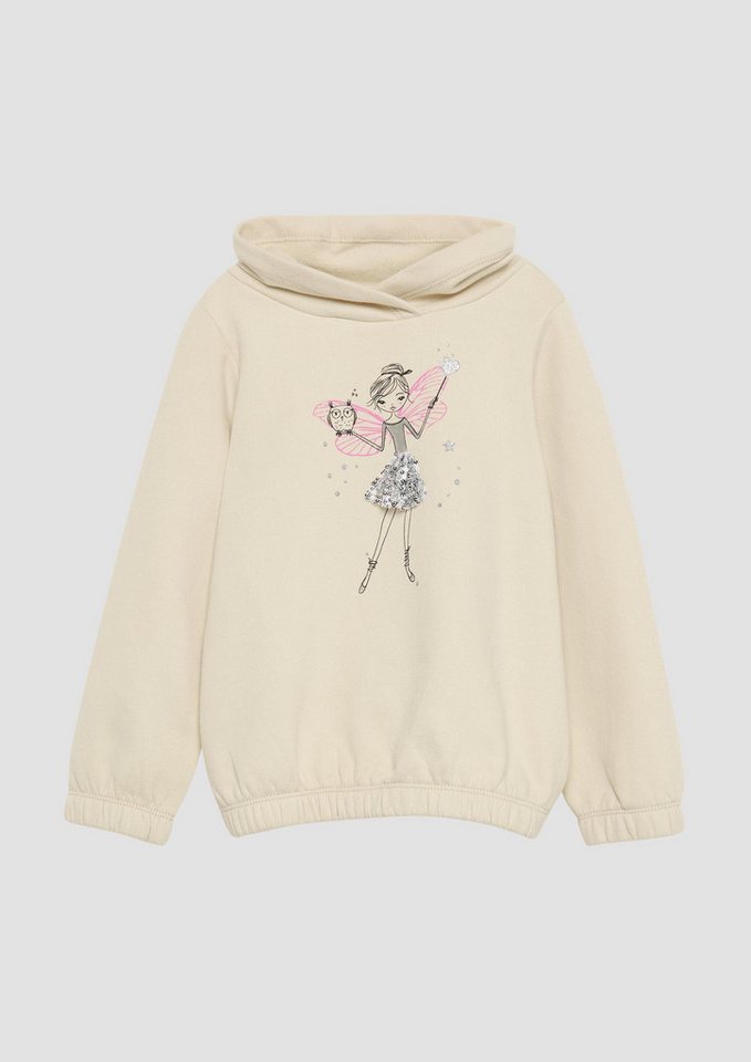 s.Oliver Sweatshirt Sweatshirt Wärmendes Sweatshirt mit Schalkragen und Glitzer-Artwork von s.Oliver