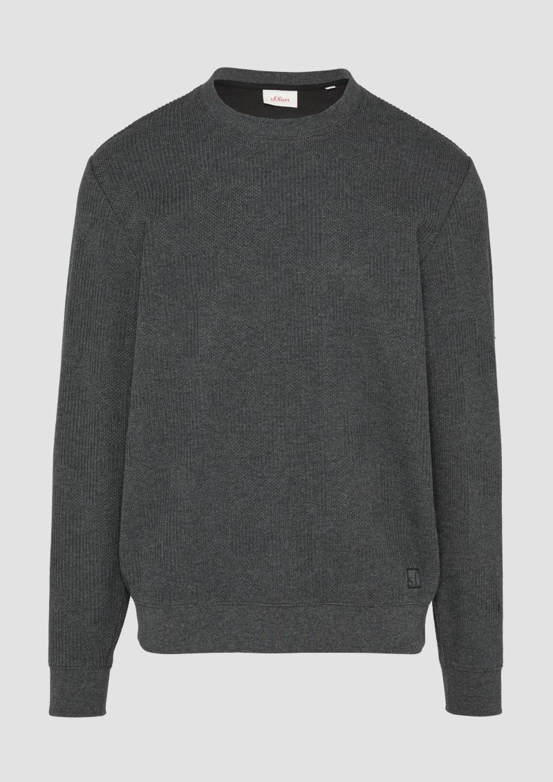 s.Oliver - Sweatshirt aus Jacquard in Strick-Optik, Herren, grau von s.Oliver