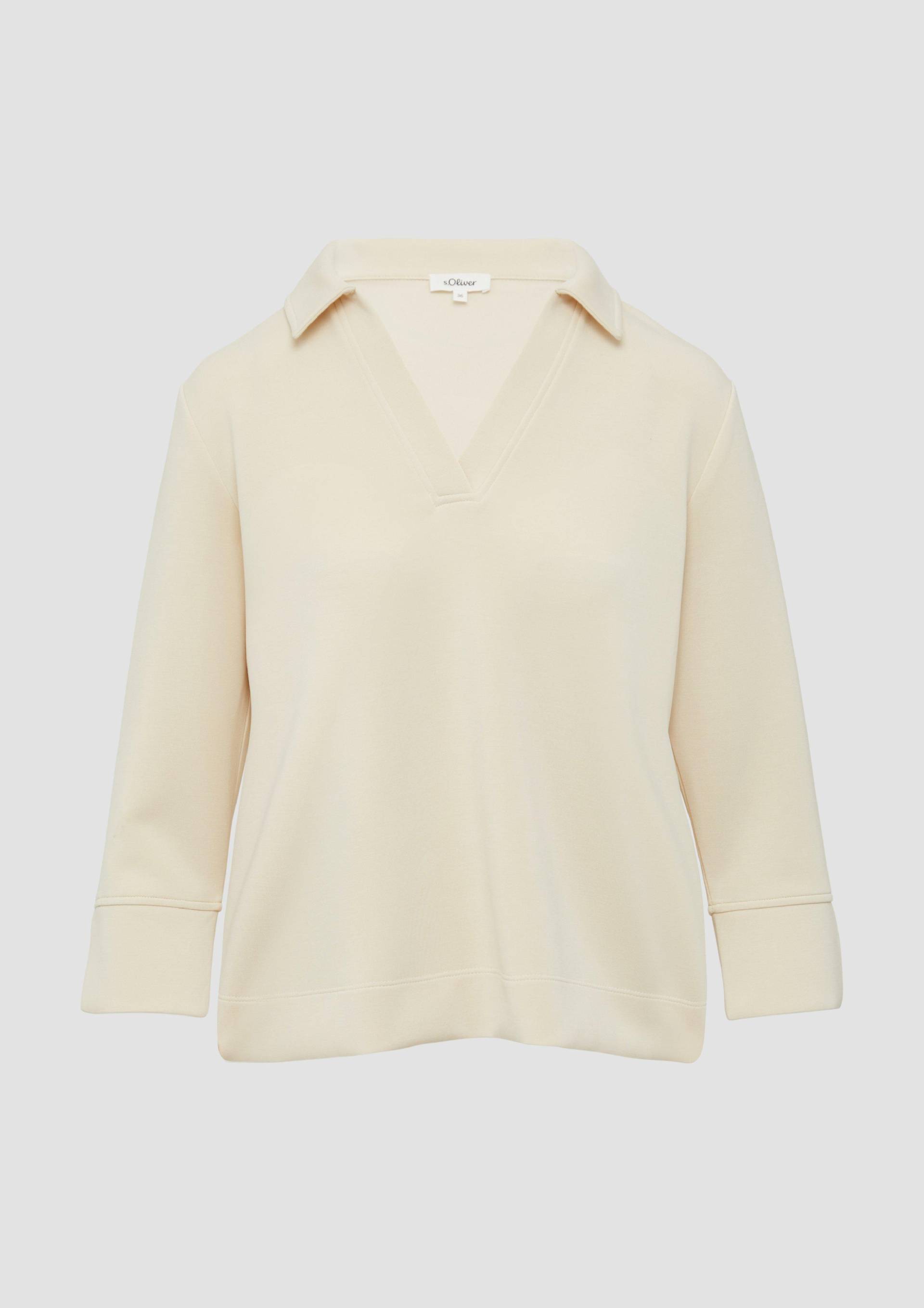 s.Oliver - Sweatshirt aus Scuba mit Polokragen, Damen, Beige von s.Oliver