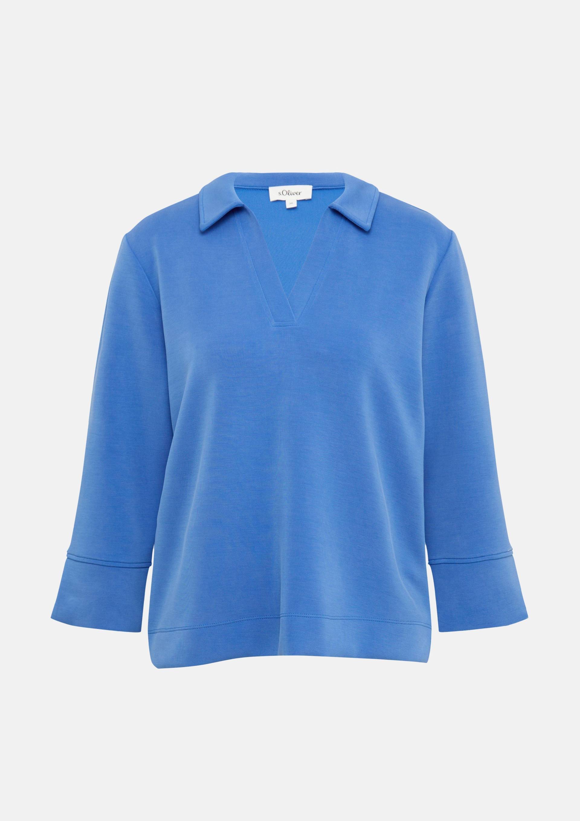 s.Oliver - Sweatshirt aus Scuba mit Polokragen, Damen, blau s.Oliver - Sweatshirt aus Scuba mit Polokragen, Damen, blau von s.Oliver