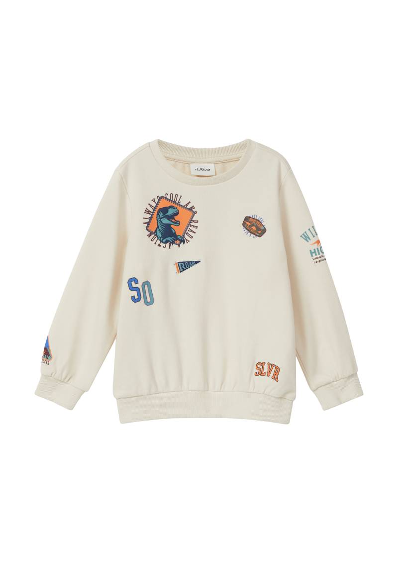 s.Oliver - Sweatshirt mit 3D-Prints und Stickerei-Details, Kinder, Beige von s.Oliver