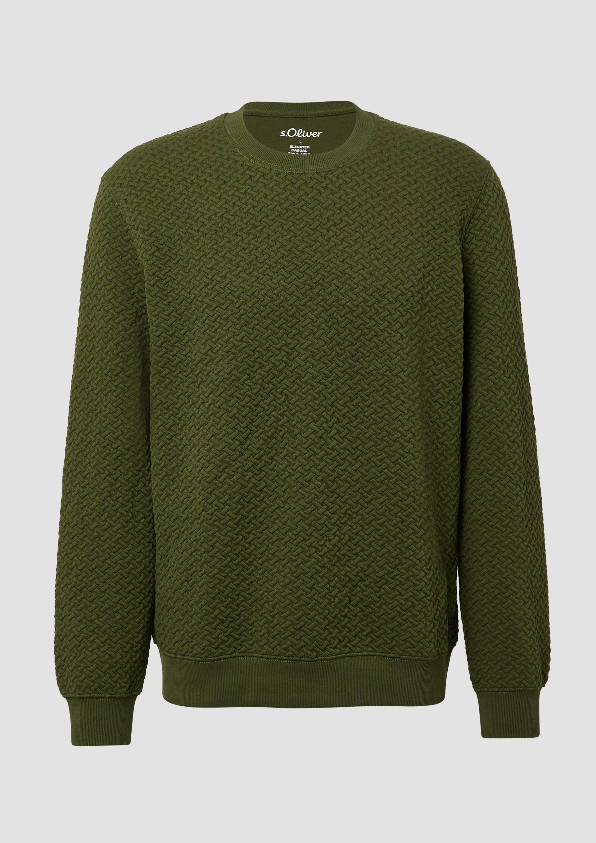 s.Oliver - Strukturiertes Sweatshirt mit Crew Neck, Herren, Grün von s.Oliver