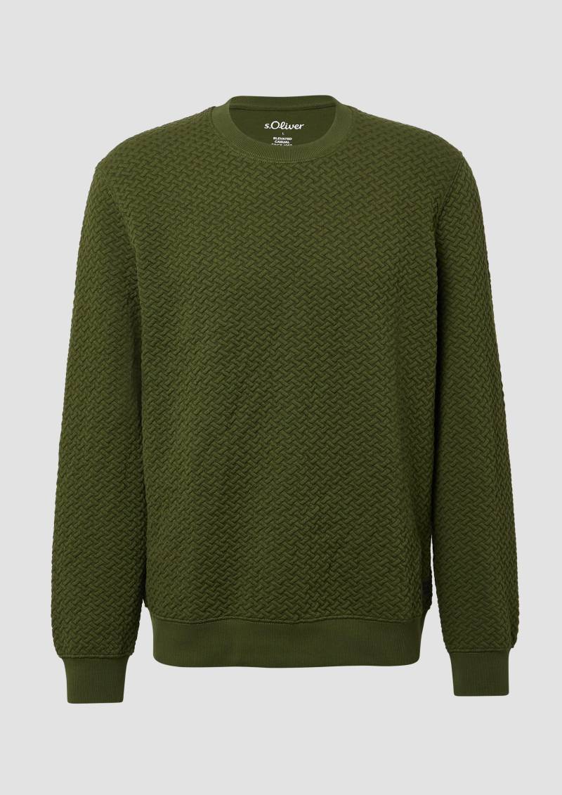 s.Oliver - Strukturiertes Sweatshirt mit Crew Neck, Herren, Grün von s.Oliver