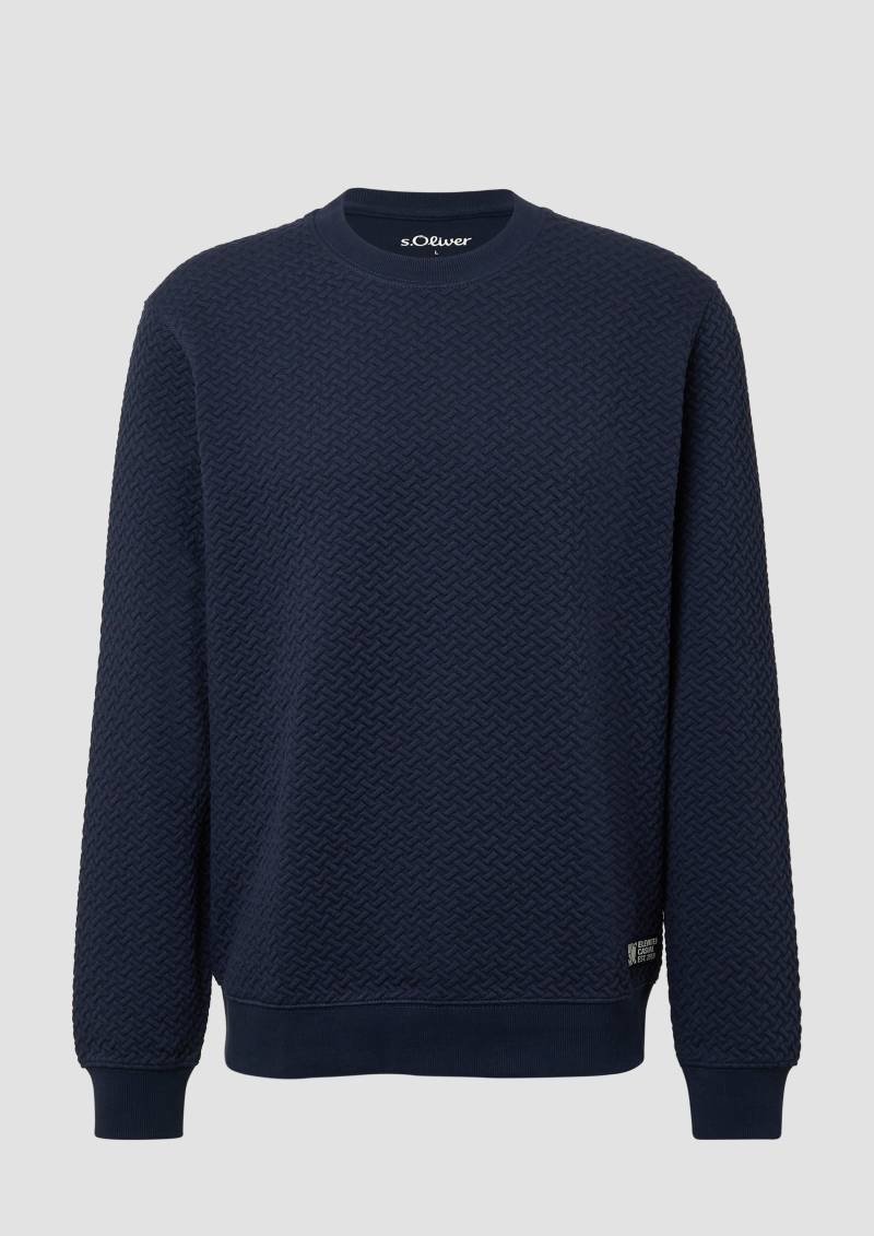s.Oliver - Strukturiertes Sweatshirt mit Crew Neck, Herren, blau von s.Oliver