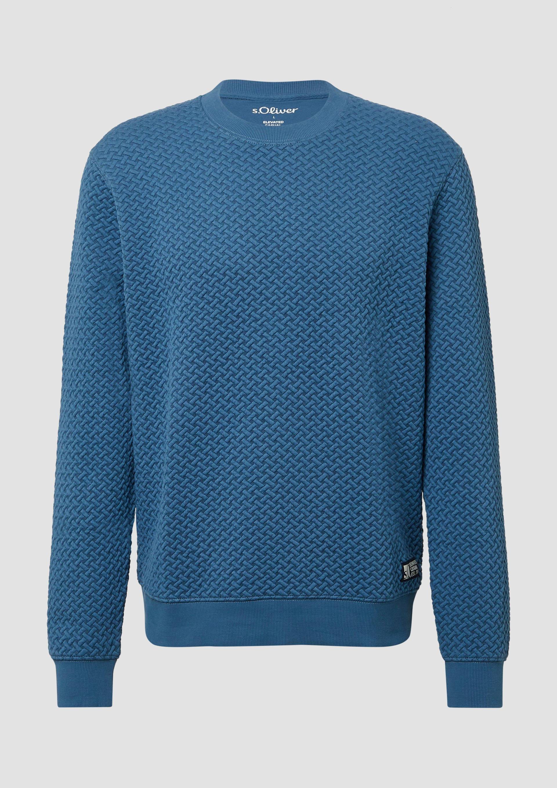 s.Oliver - Strukturiertes Sweatshirt mit Crew Neck, Herren, blau von s.Oliver