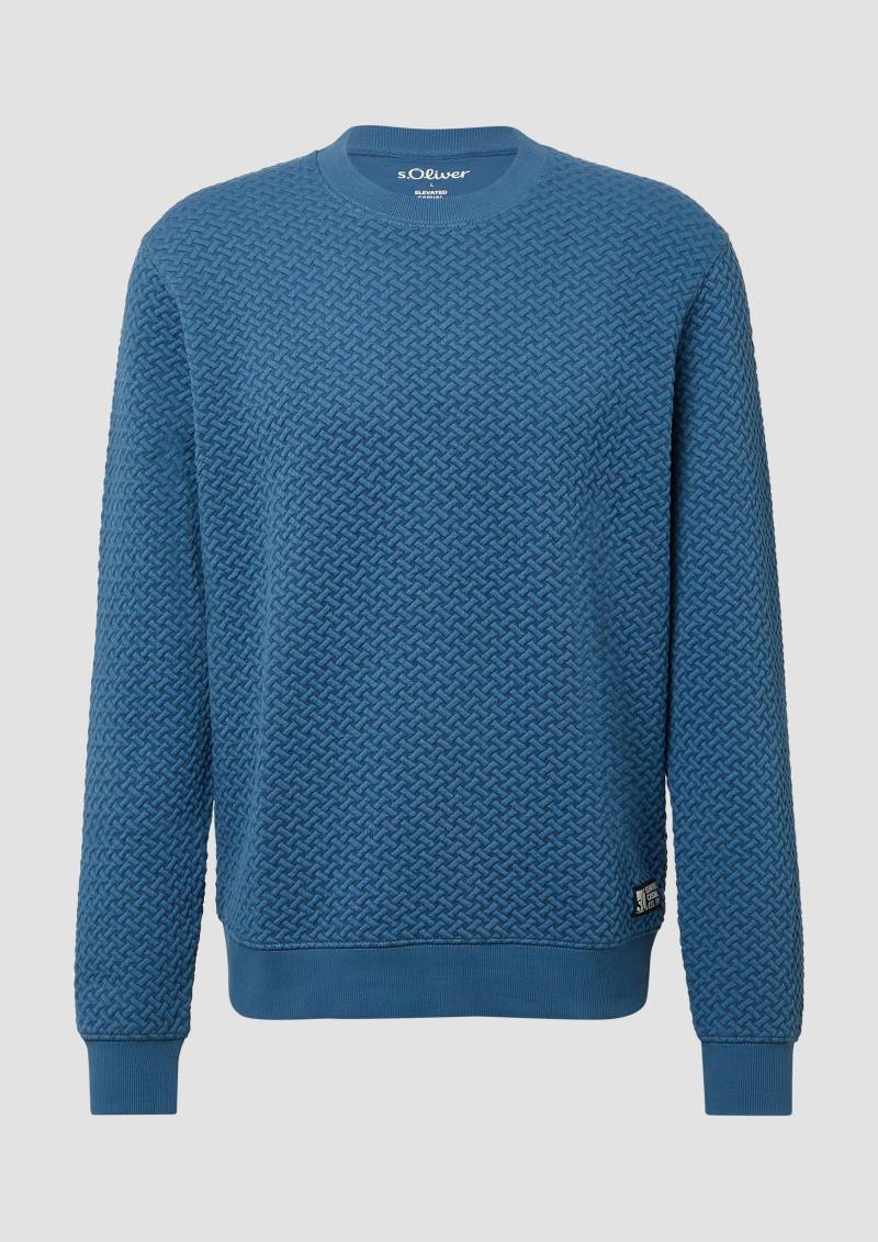 s.Oliver - Strukturiertes Sweatshirt mit Crew Neck, Herren, blau von s.Oliver