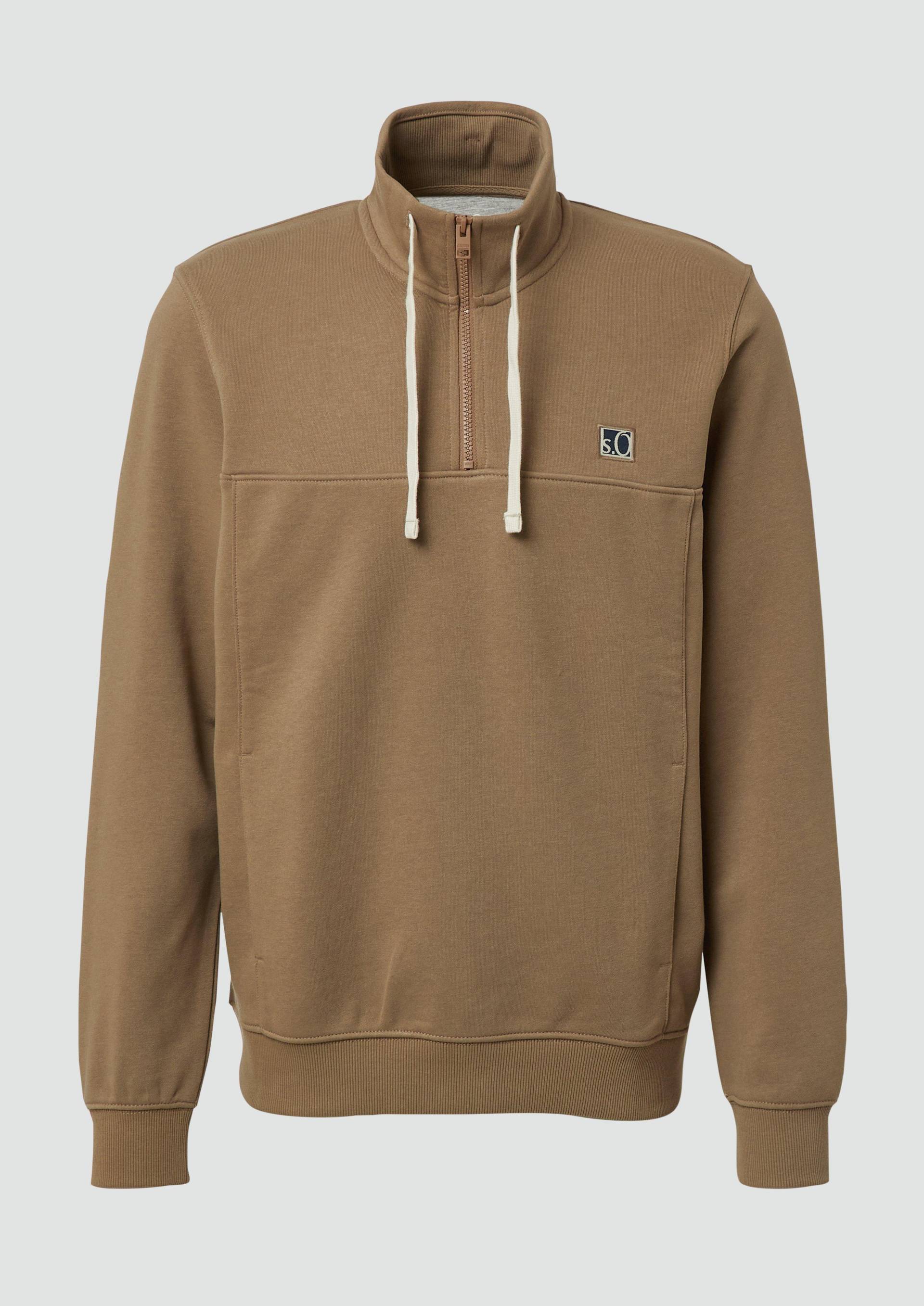 s.Oliver - Sweatshirt mit Eingrifftaschen und Label-Patch, Herren, braun von s.Oliver