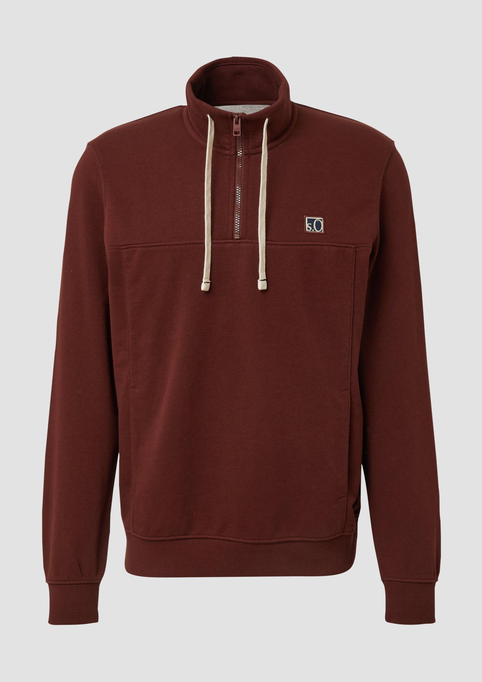 s.Oliver - Sweatshirt mit Eingrifftaschen und Label-Patch, Herren, rot von s.Oliver
