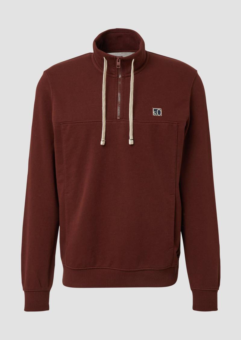 s.Oliver - Sweatshirt mit Eingrifftaschen und Label-Patch, Herren, rot von s.Oliver