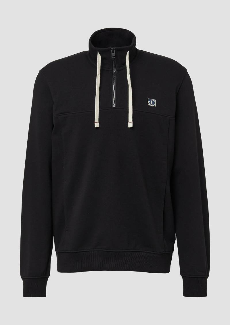 s.Oliver - Sweatshirt mit Eingrifftaschen und Label-Patch, Herren, schwarz von s.Oliver