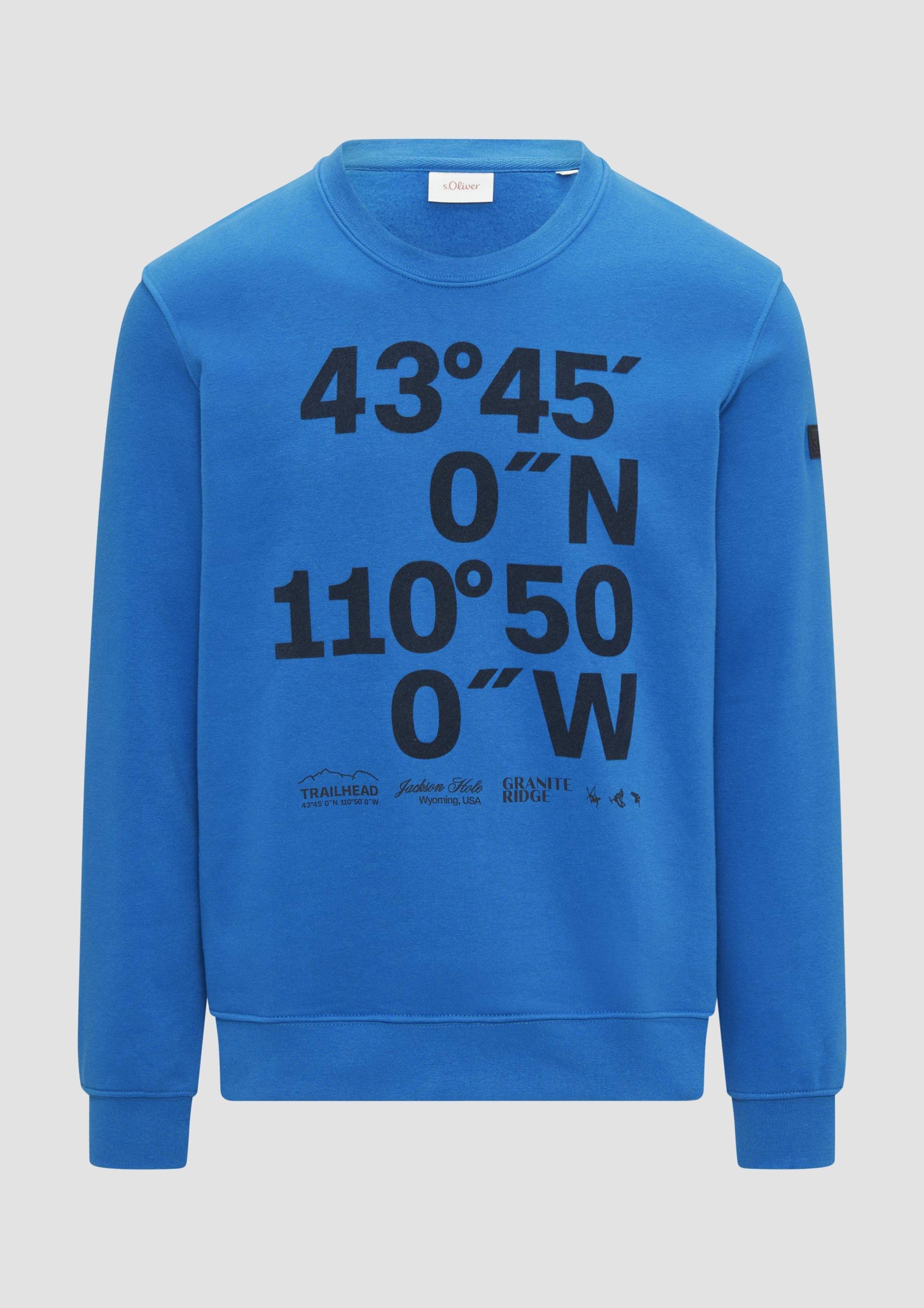 s.Oliver - Sweatshirt mit Flock-Print, Herren, blau von s.Oliver