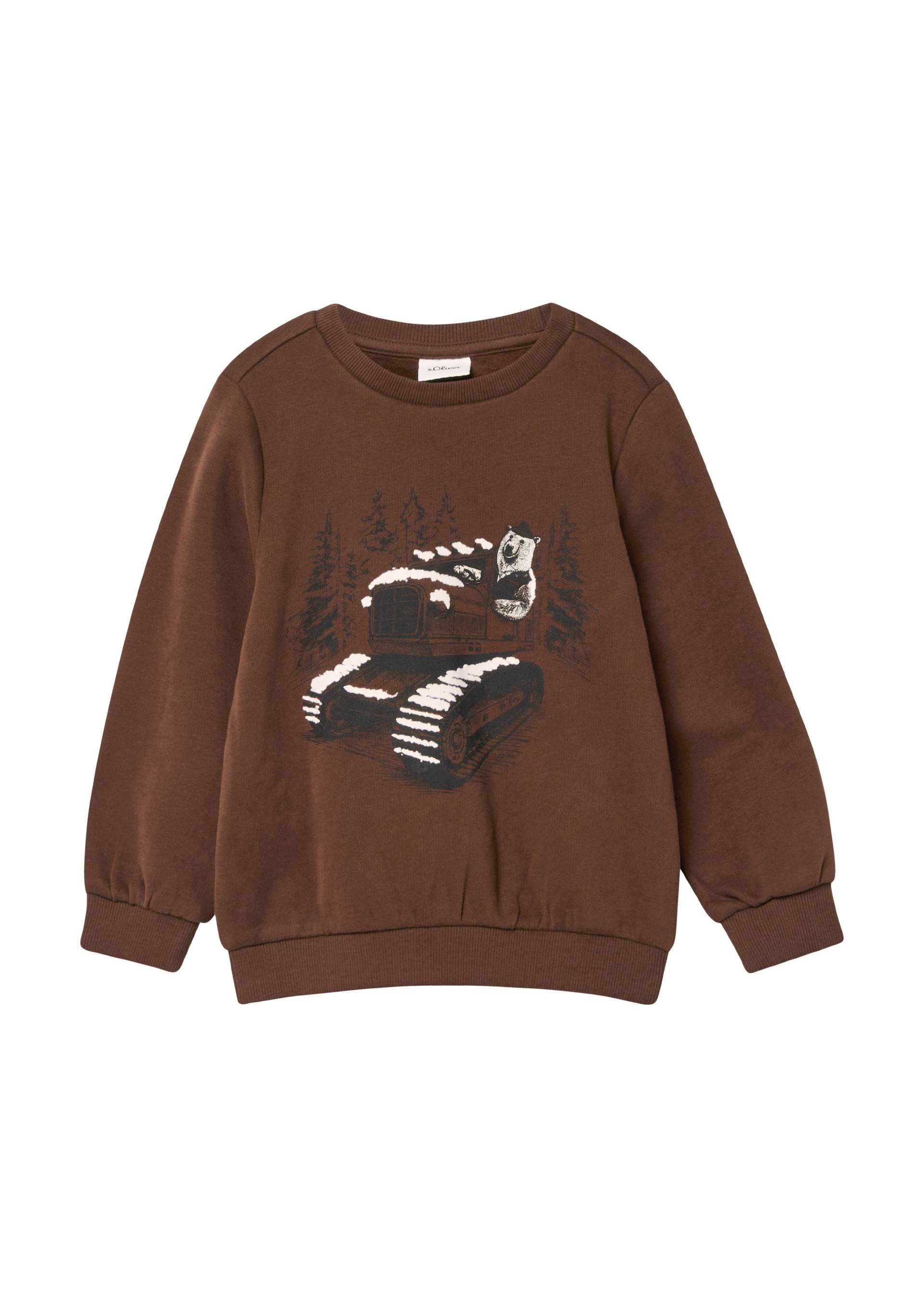 s.Oliver - Sweatshirt mit Frontprint und kuscheliger Innenseite, Kinder, braun von s.Oliver