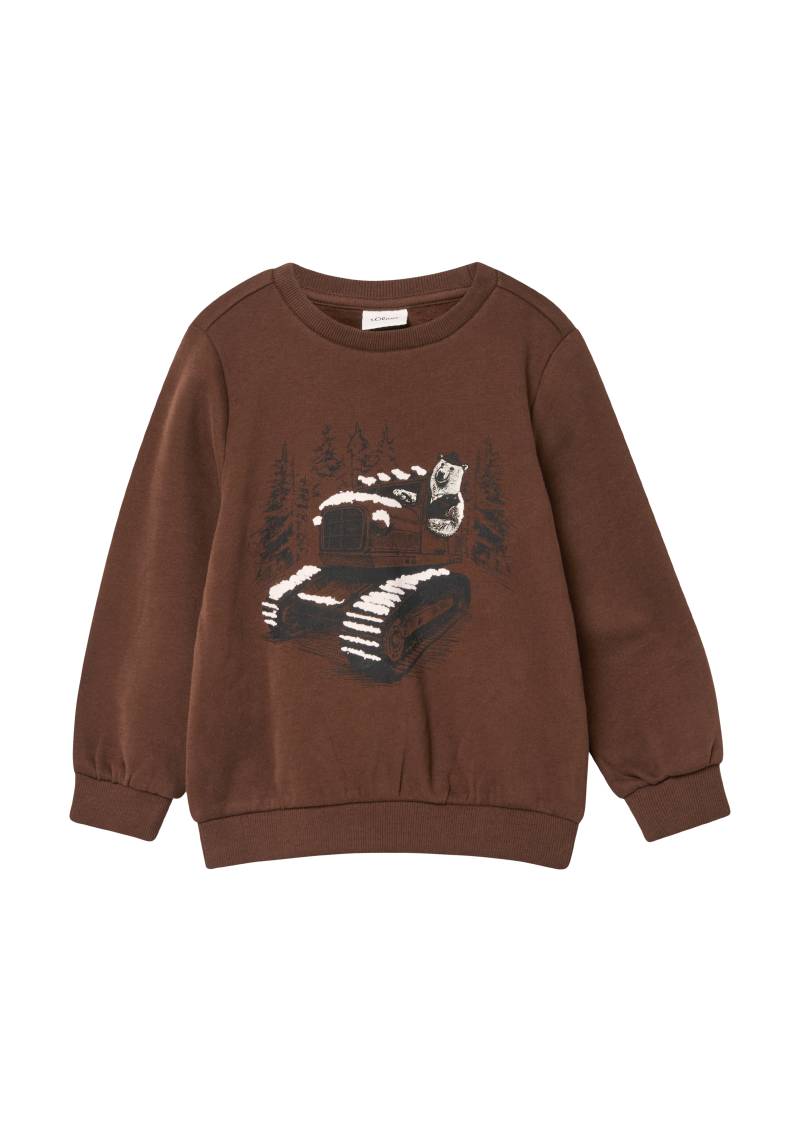 s.Oliver - Sweatshirt mit Frontprint und kuscheliger Innenseite, Kinder, braun von s.Oliver