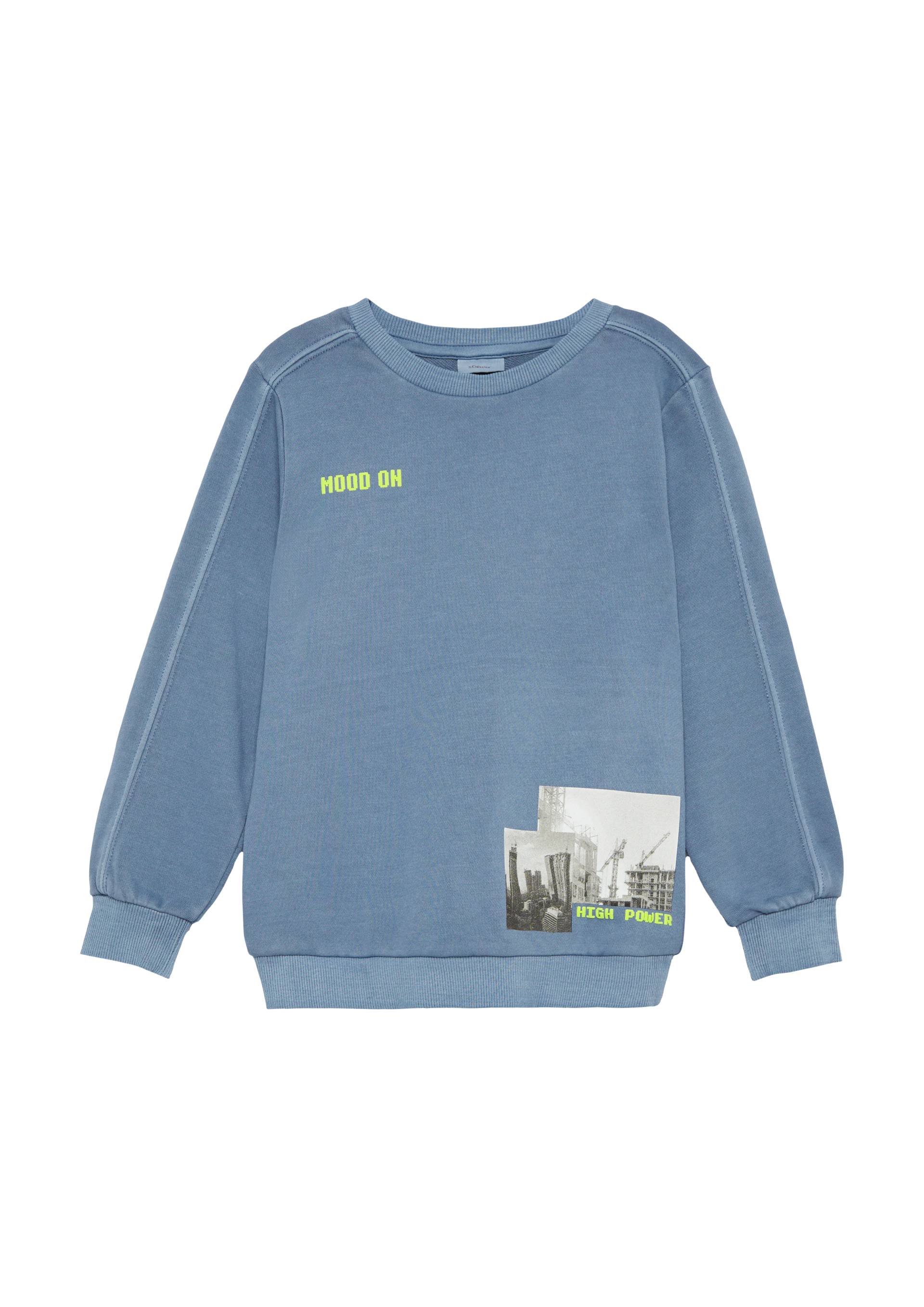 s.Oliver - Sweatshirt mit Garment Dye und Frontprint, Kinder, blau von s.Oliver