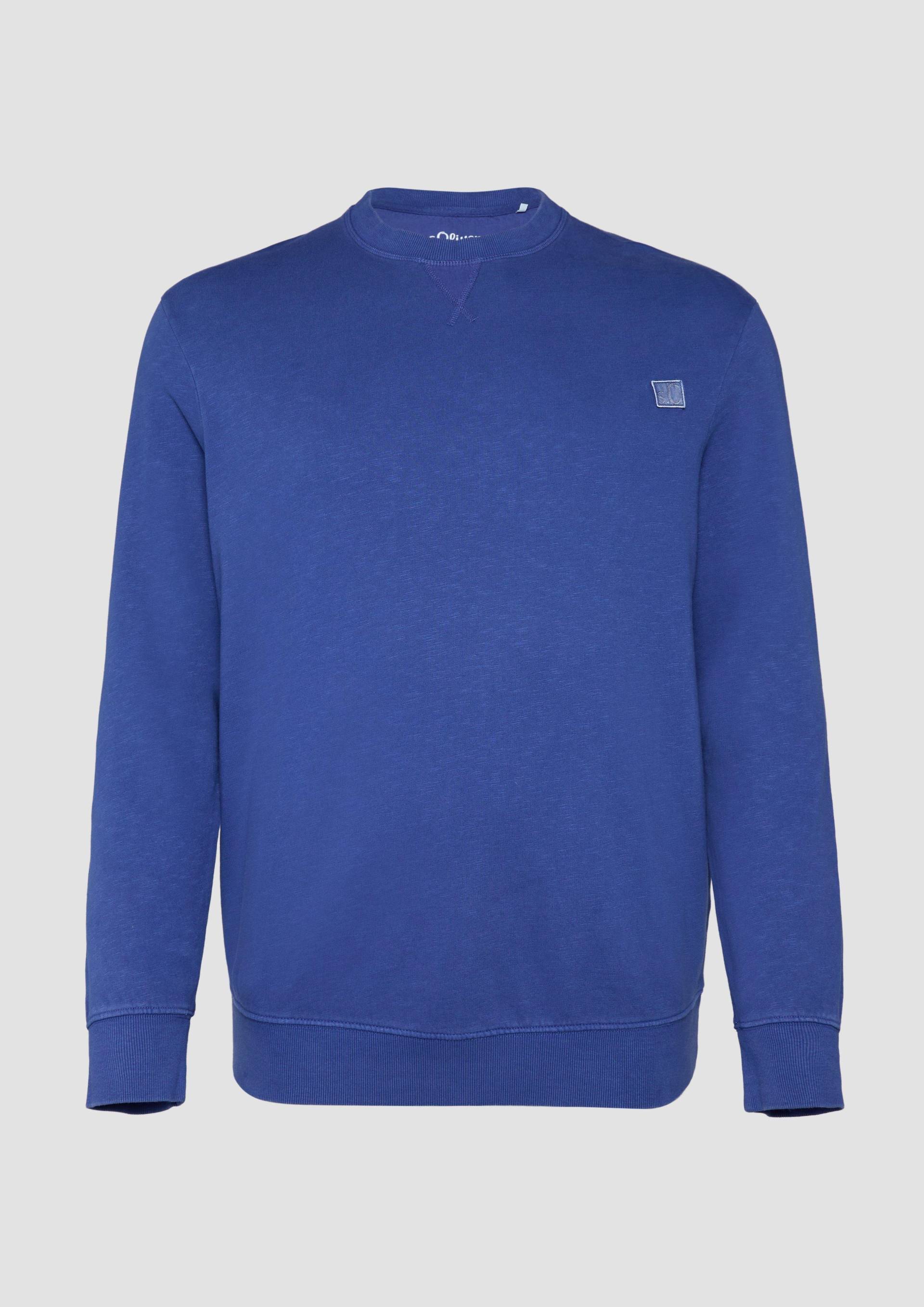 s.Oliver - Sweatshirt mit Garment Dye und Logo-Detail, Herren, blau von s.Oliver