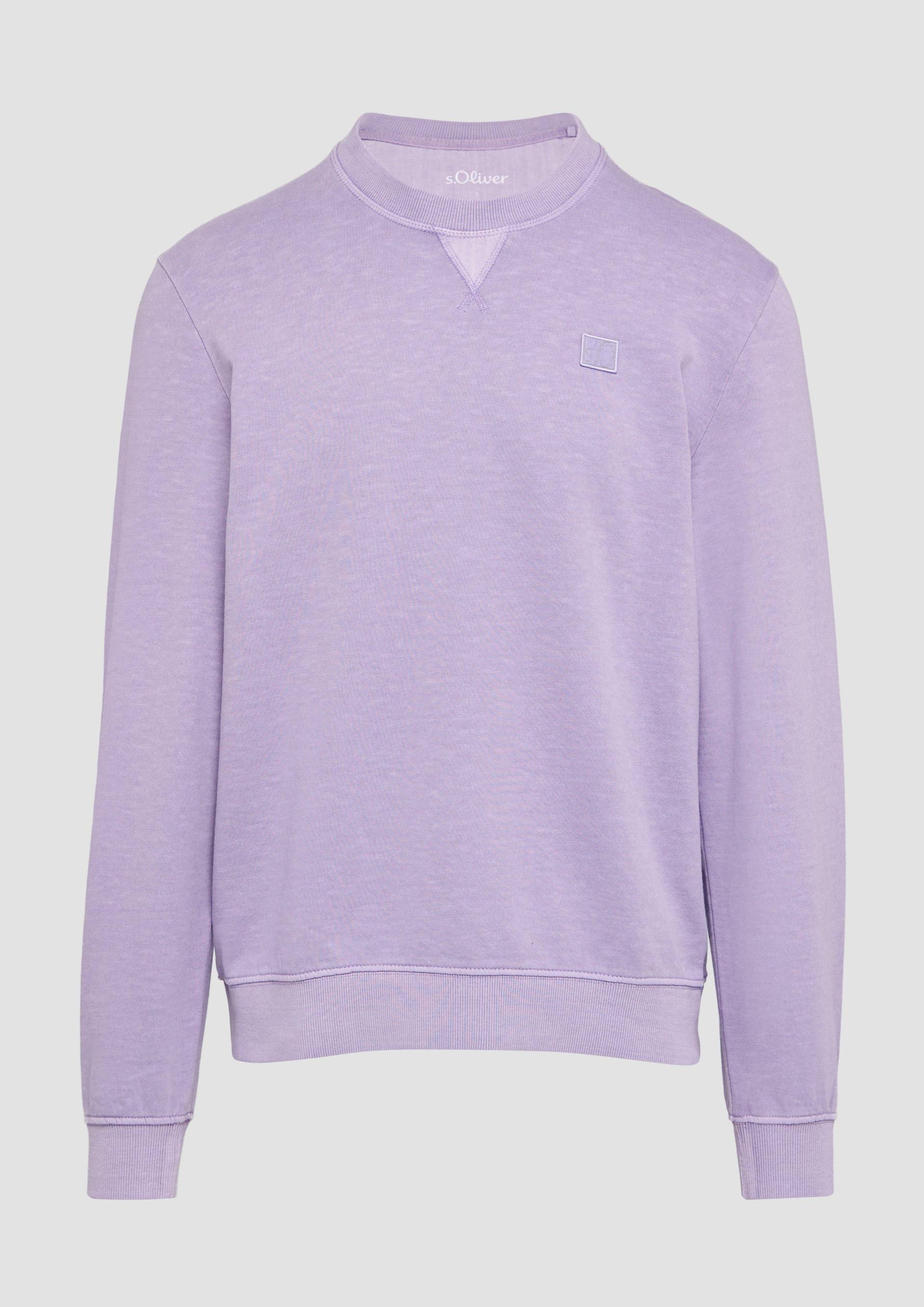 s.Oliver - Sweatshirt mit Garment Dye und Logo-Detail, Herren, lila von s.Oliver