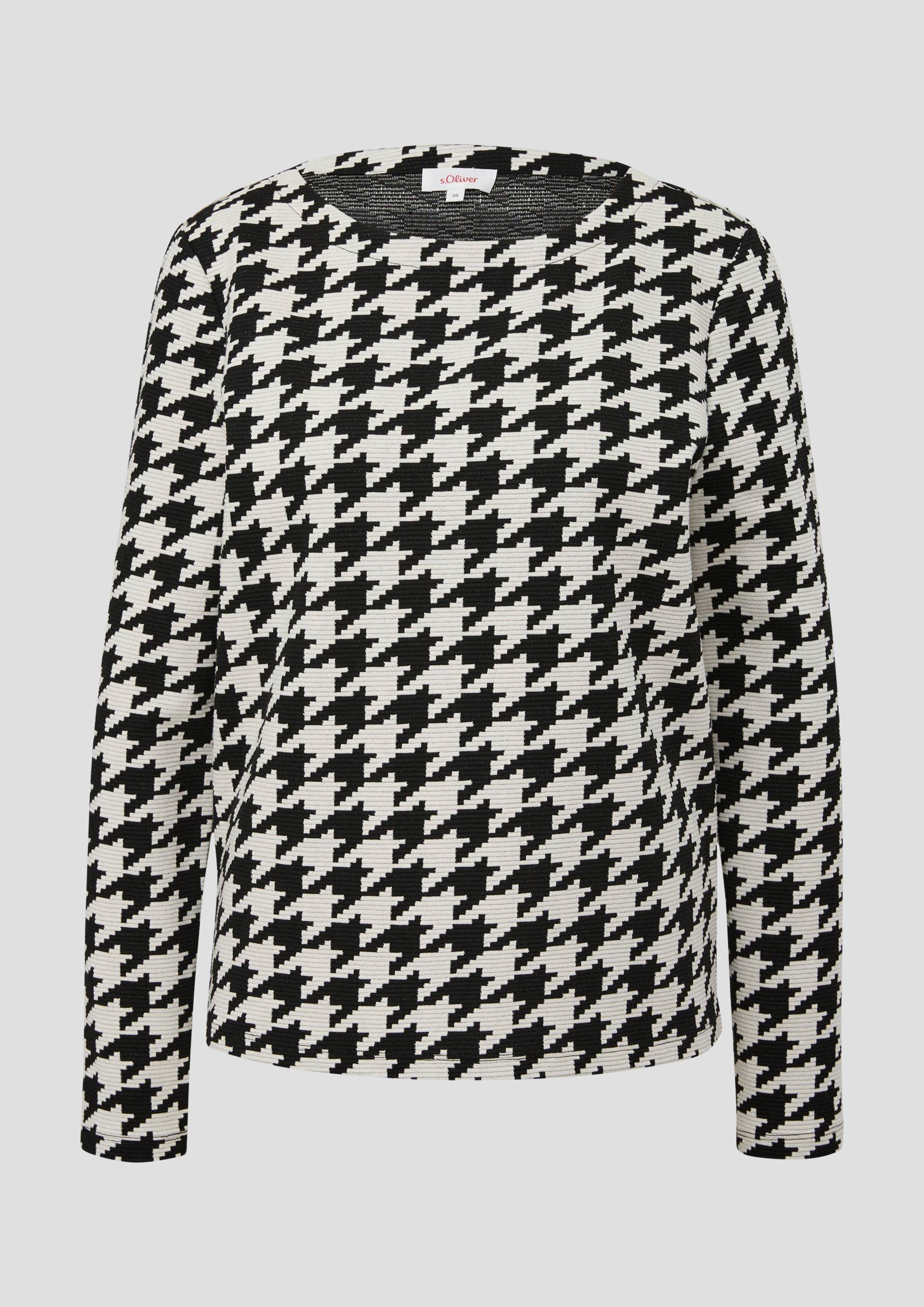 s.Oliver - Sweatshirt mit Hahnentritt-Muster, Damen, schwarz|weiß von s.Oliver