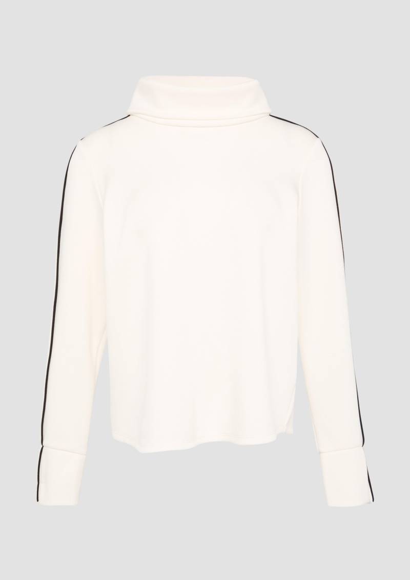 s.Oliver - Sweatshirt mit Kontrast-Details und geschlitztem Ärmelsaum, Damen, creme von s.Oliver