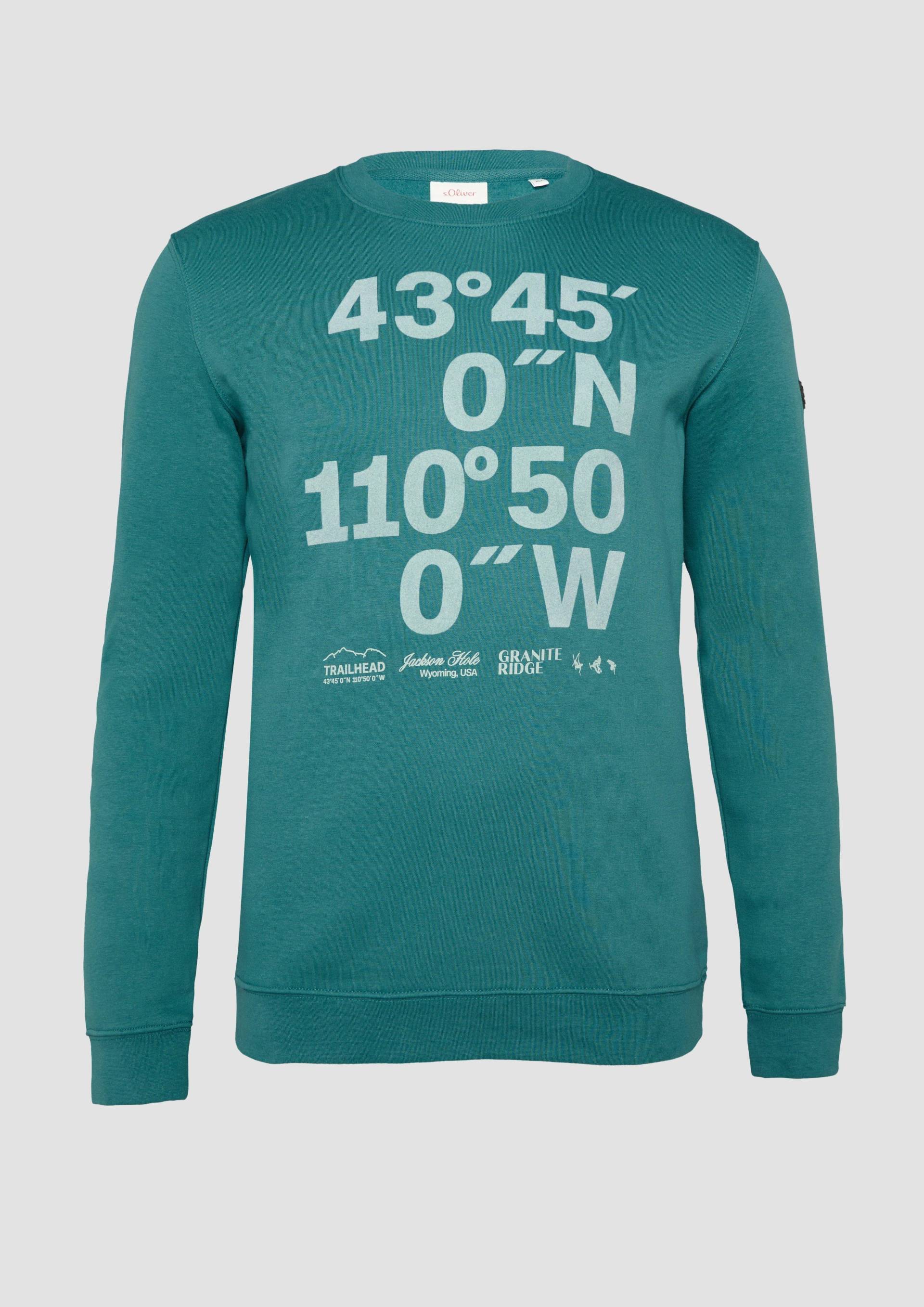 s.Oliver - Sweatshirt mit Koordinaten-Print, Herren, Blau von s.Oliver