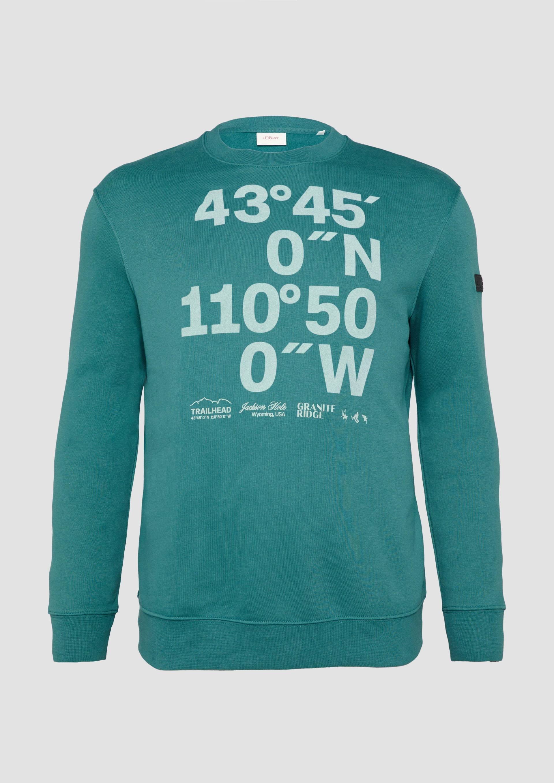 s.Oliver - Sweatshirt mit Flock-Print, Herren, Blau von s.Oliver