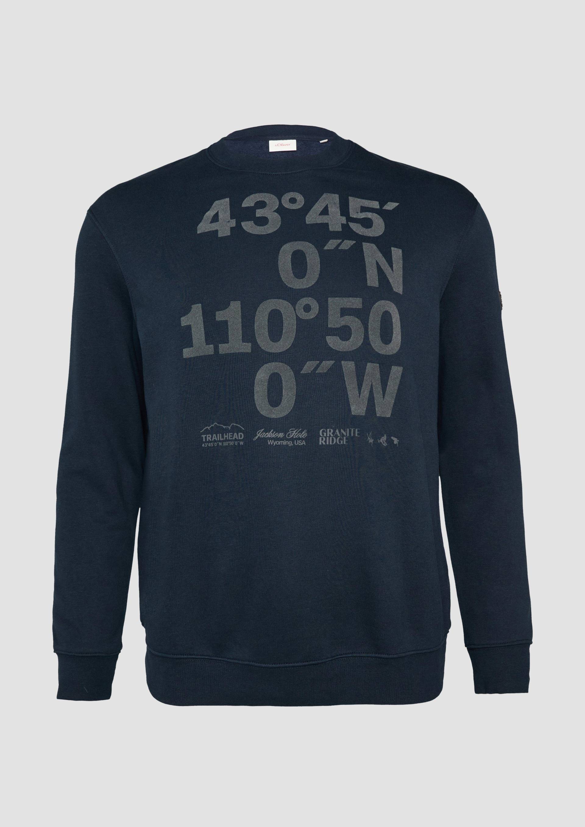 s.Oliver - Sweatshirt mit Flock-Print, Herren, blau von s.Oliver