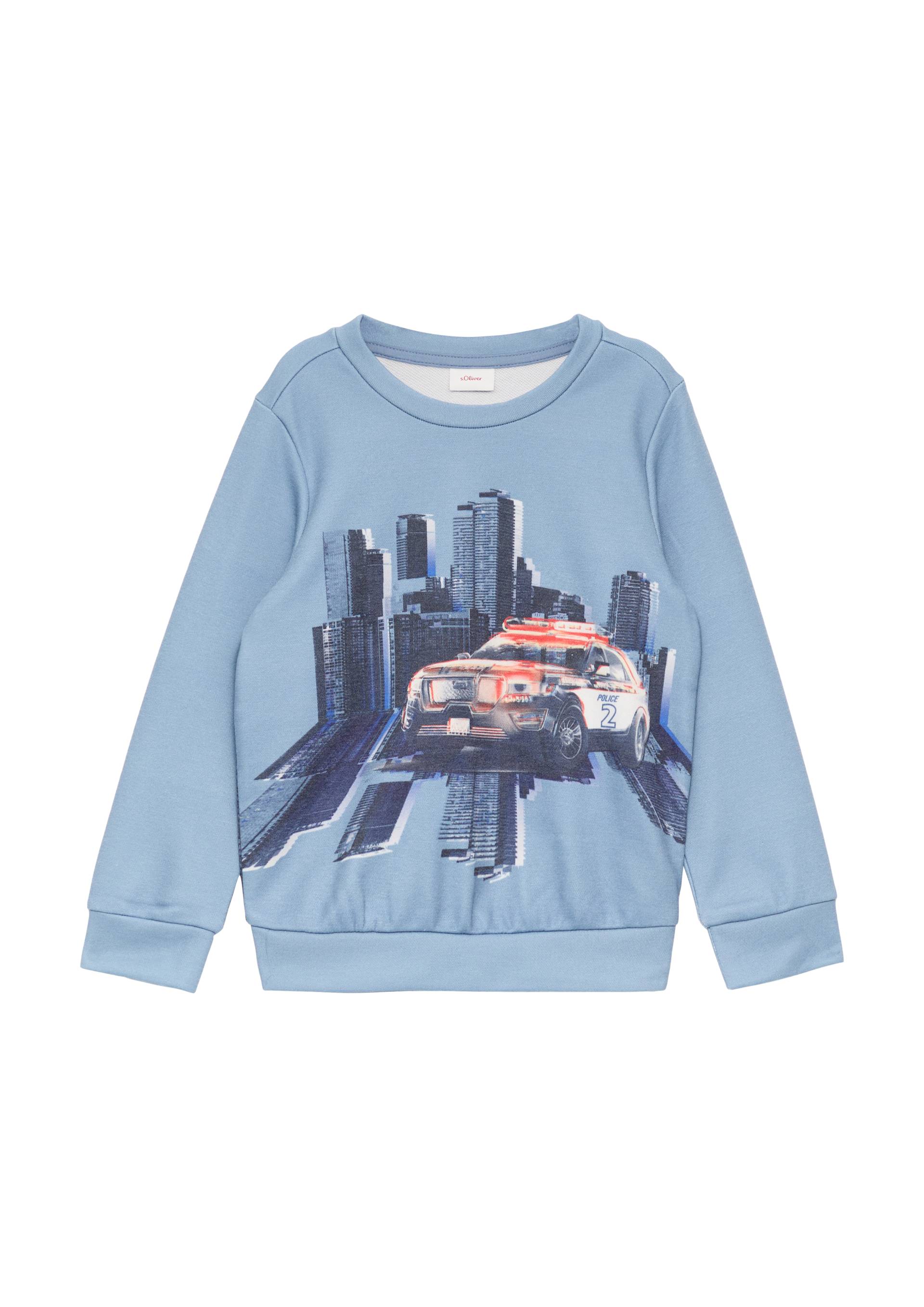 s.Oliver - Sweatshirt mit Print und Rippbündchen, Kinder, blau von s.Oliver