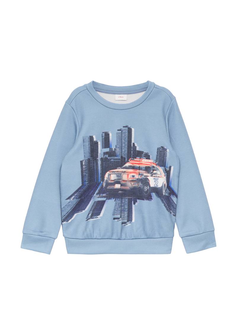 s.Oliver - Sweatshirt mit Print und Rippbündchen, Kinder, blau von s.Oliver