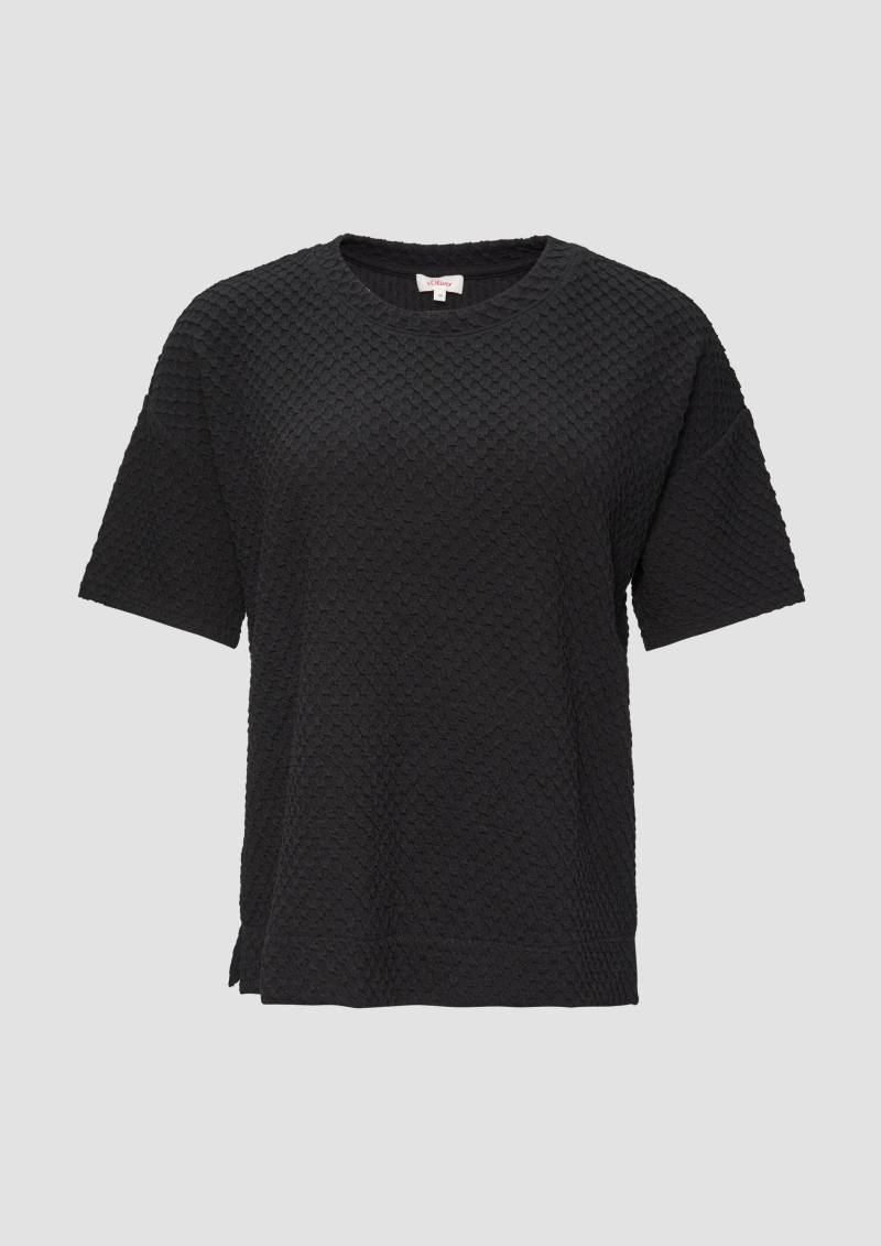 s.Oliver - Sweatshirt mit Rundhalsausschnitt und strukturierter Oberfläche, Damen, schwarz von s.Oliver