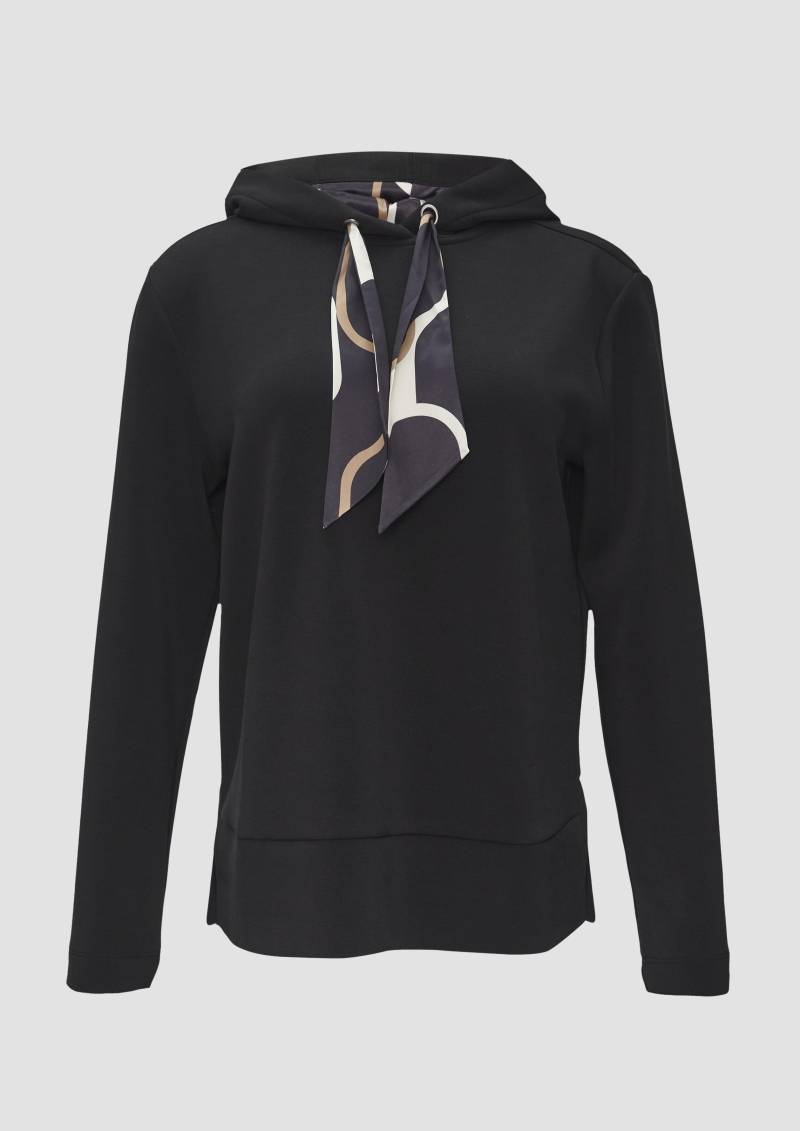 s.Oliver - Sweatshirt mit Satinfutter in der Kapuze, Damen, schwarz von s.Oliver
