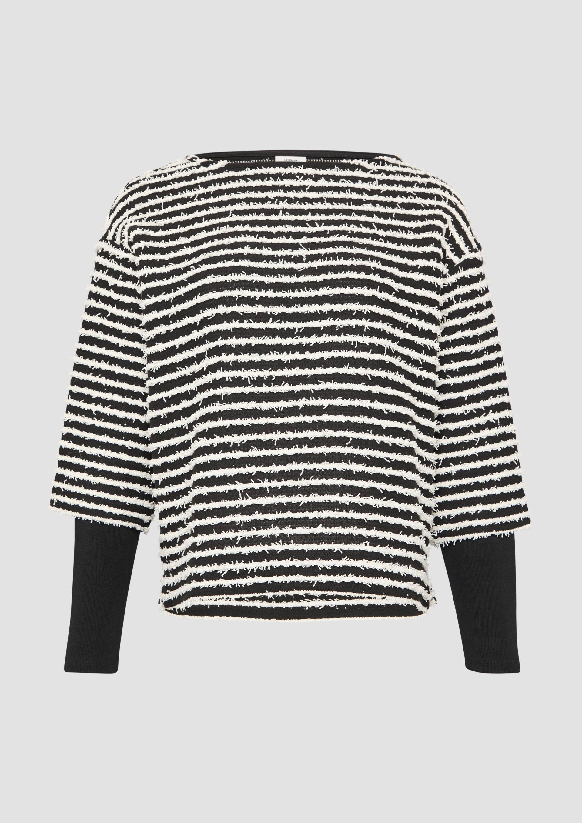 s.Oliver - Sweatshirt mit Strukturstreifen, Damen, schwarz von s.Oliver